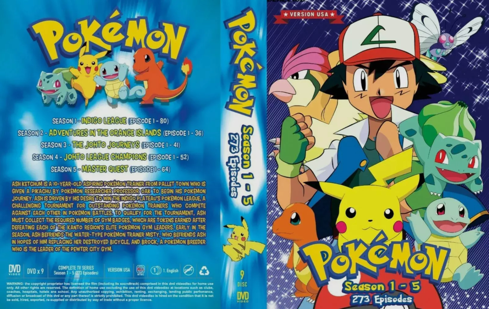 Pokemon Complete Series (Season 1-25 + 23 Movies) DVD USA English Ver All Region