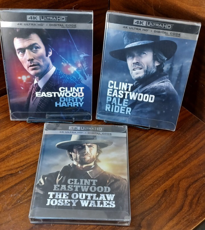 Dirty Harry / Pale Rider/ Outlaw Josey (4K)-SLIPCOVERS w/PROTECTIVE SLEEVES-NEW!