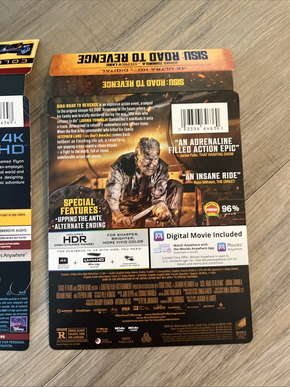 4K Movie J-Card Only Lot Tron 4K & SISU Road To Revenge 4K J-Cards Only