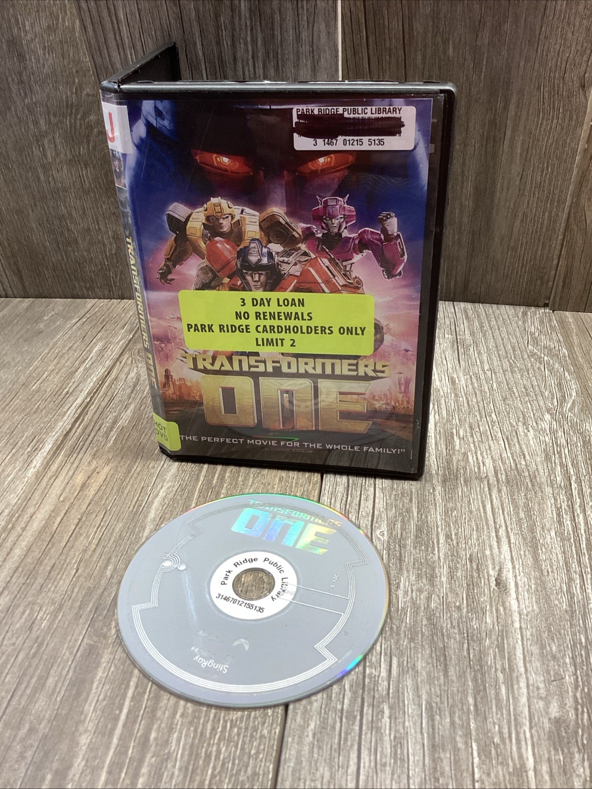 Transformers One DVD 2024 Former Library Copy Widescreen Tested Working.