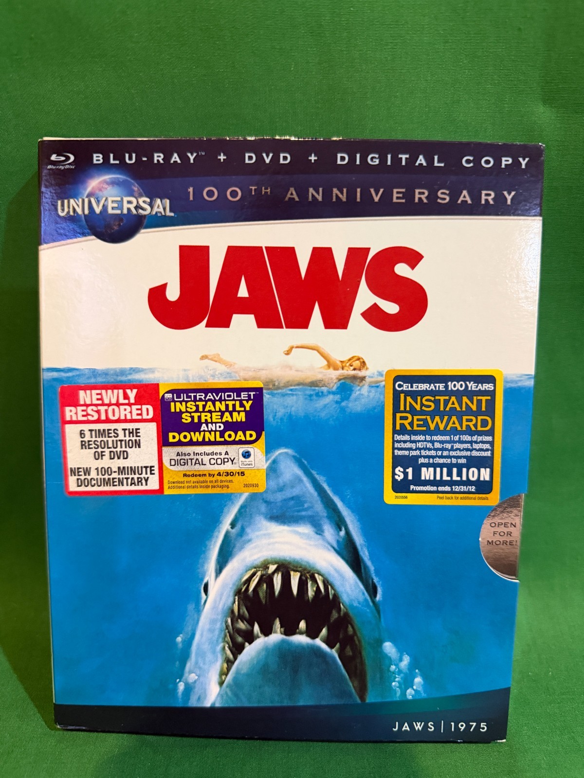 Jaws Universal 100th Anniversary DVD Widescreen Blue Ray Guaranteed to Play
