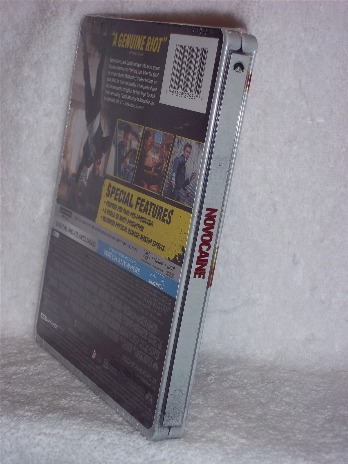 Novocaine (4K/Blu-ray, 2025, STEELBOOK) NEW Jack Quaid Amber Midthunder action