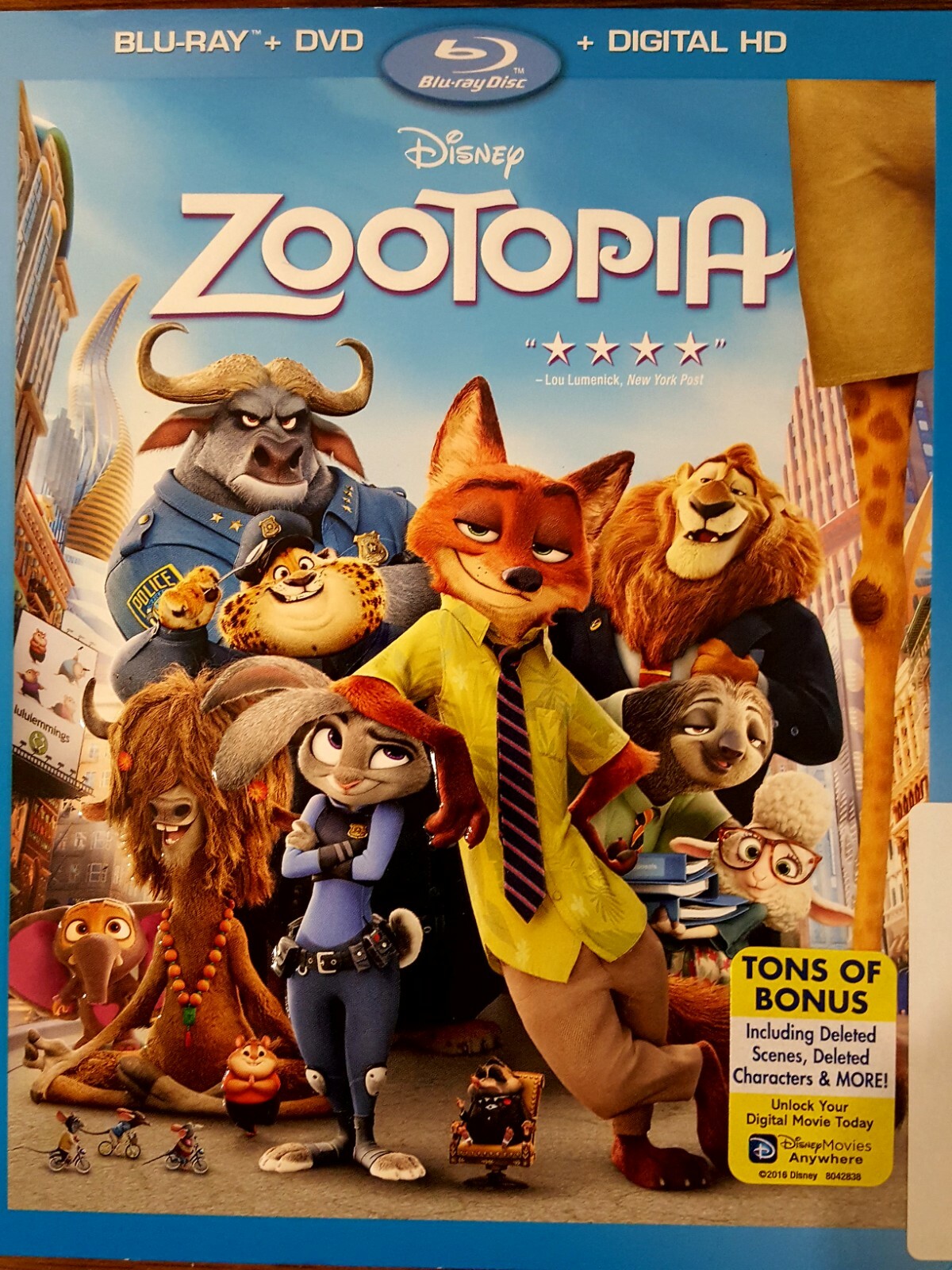 Zootopia (Blu-ray and DVD Combo, 2016) with Slipcover