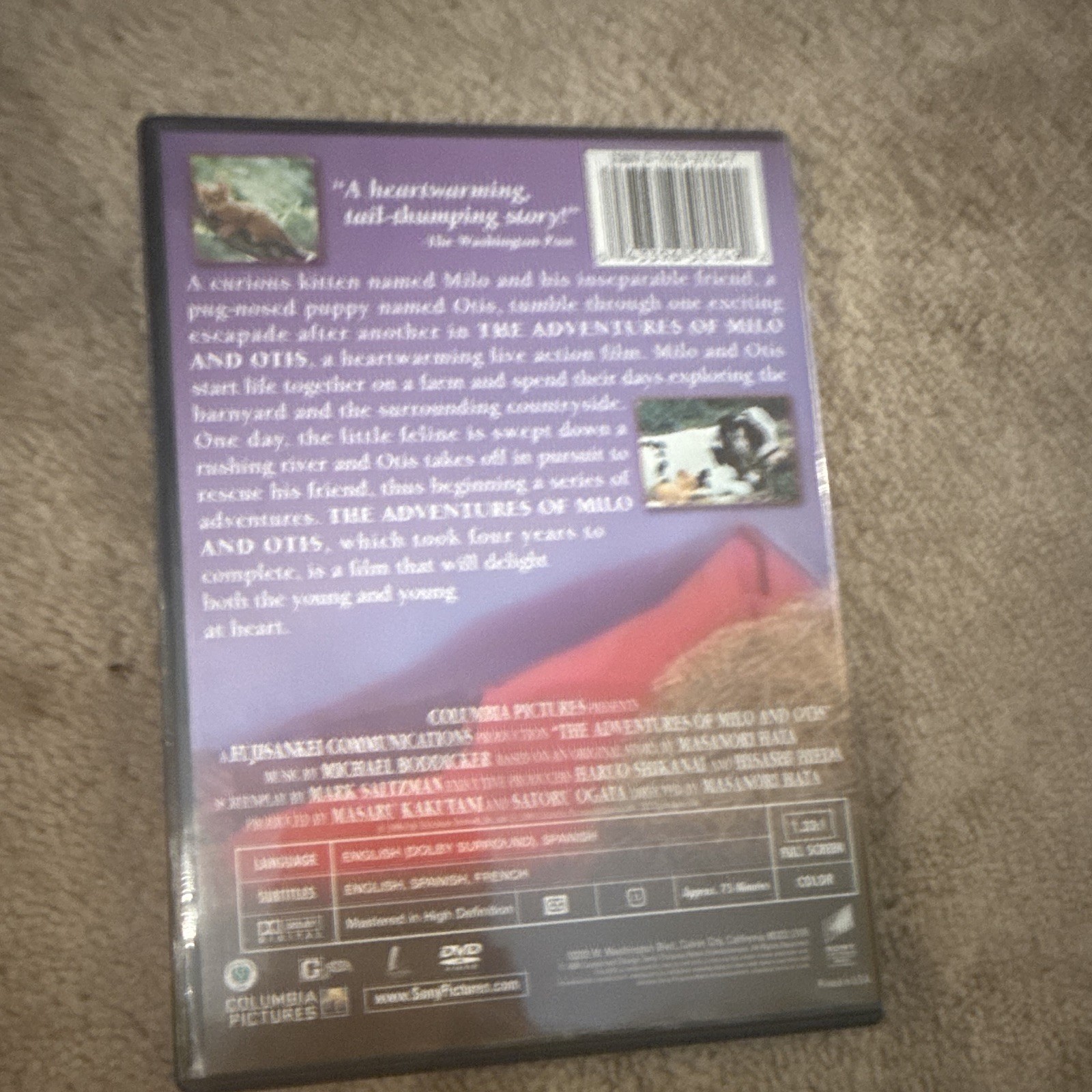 The Adventures of Milo and Otis DVD G Full Screen 1.33:1 Eng/Spa Subs Col Pic