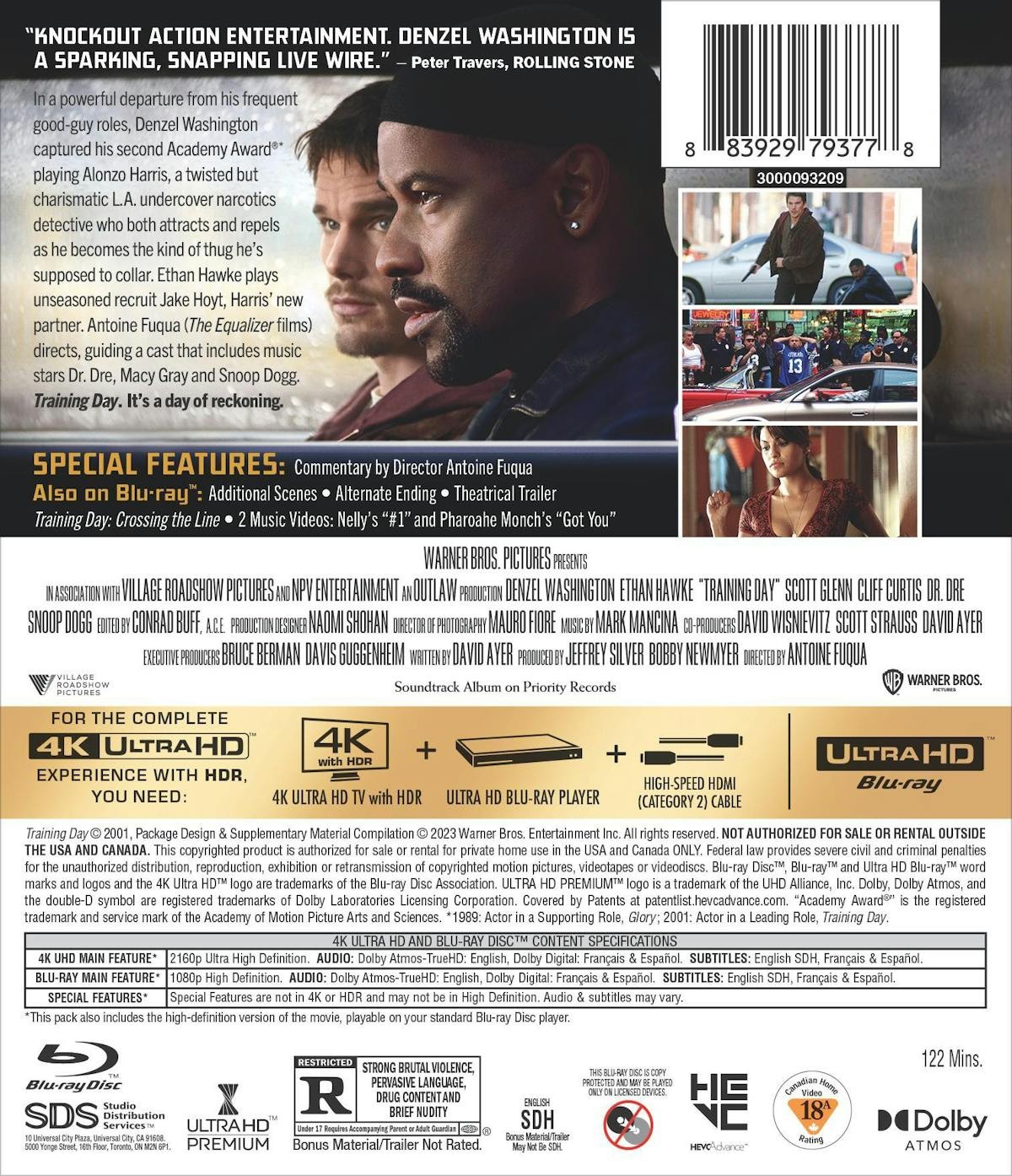 Training Day 4K UHD Blu-ray Denzel Washington NEW