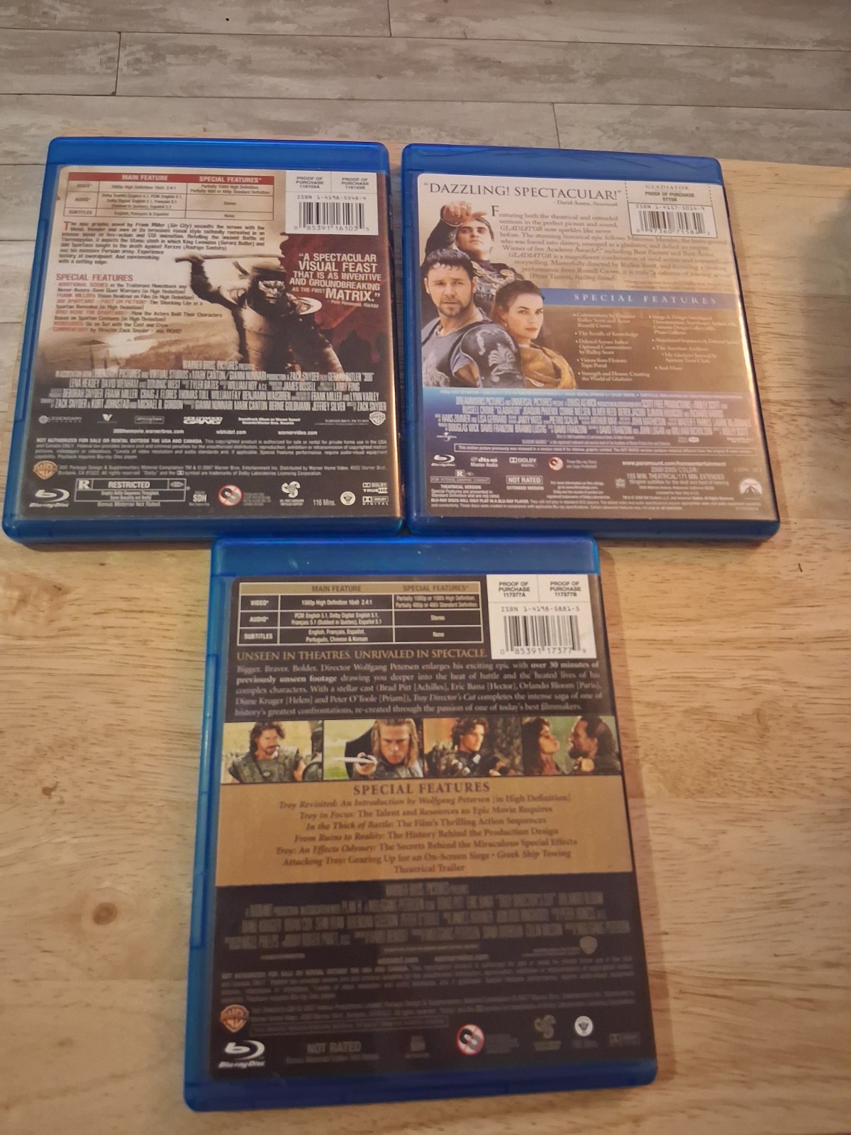 Blue Ray Historical Epic Lot Troy 300 Gladiator Mint Condition
