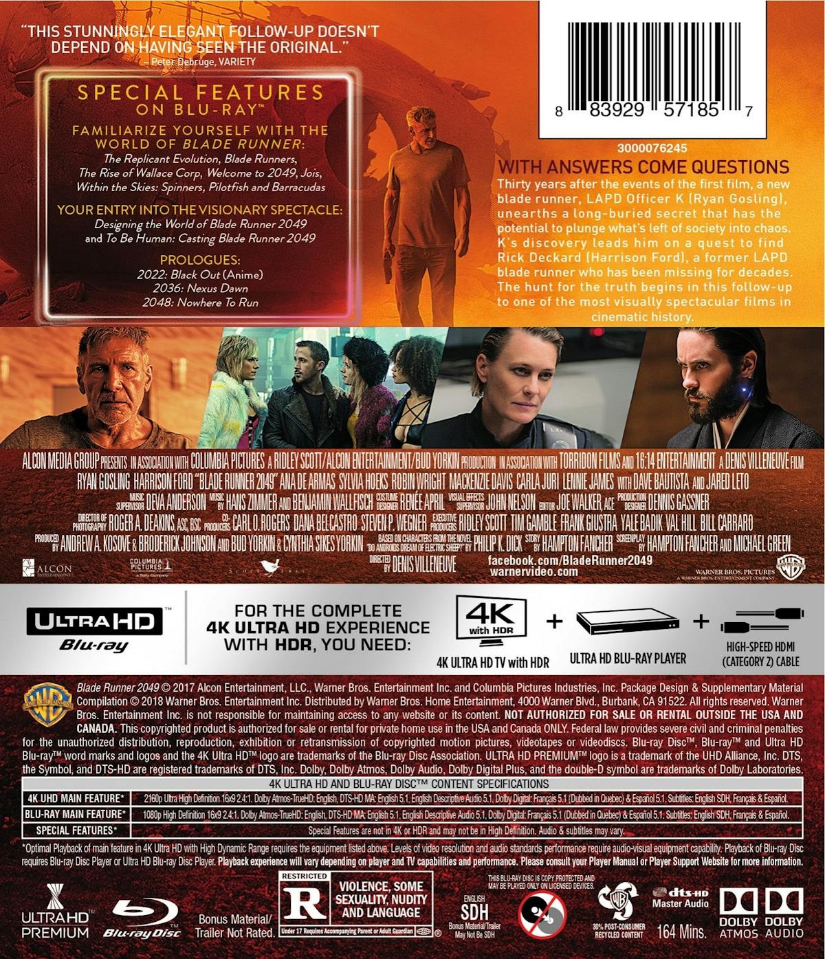 Blade Runner 2049 4K UHD Blu-ray Harrison Ford NEW