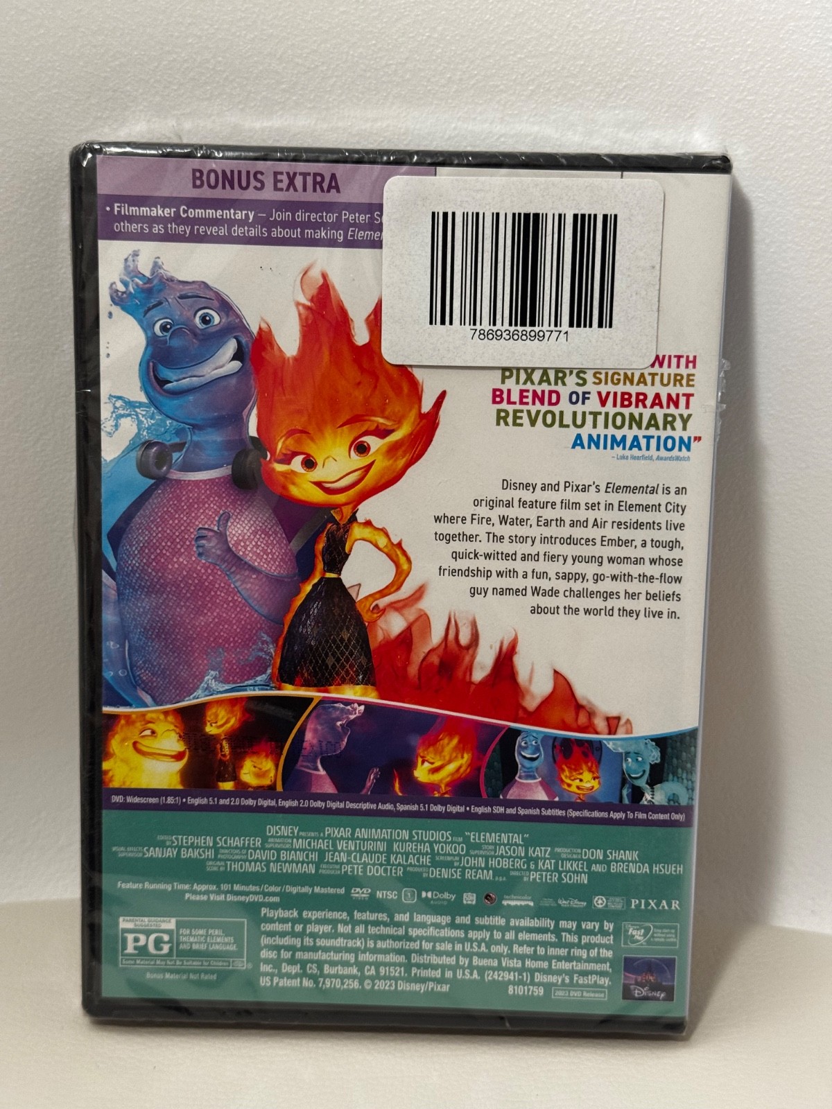 Elemental DVD Sealed Widescreen Disney Pixar Animated Family Film Fire Water