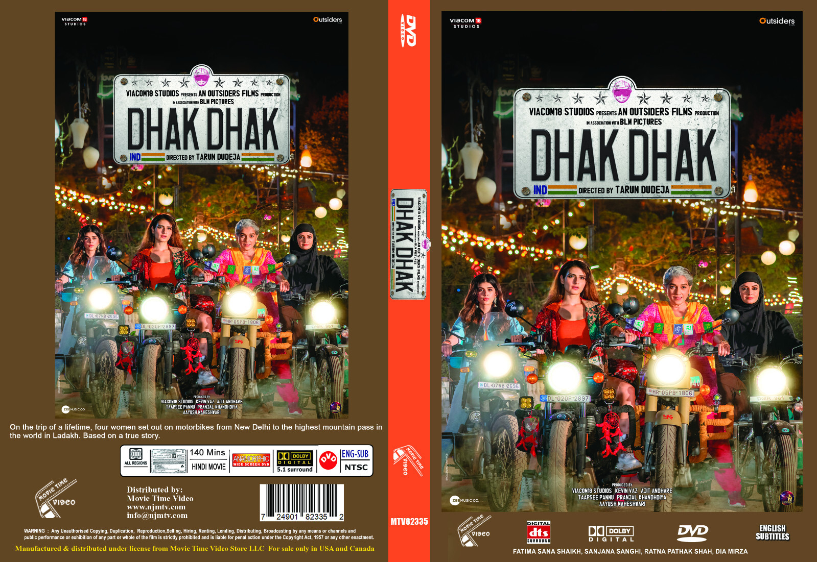 DhakDhak Hindi Movie DVD stg:FatimaSana,SanjanaSanghi,RatnaPathak Shah,Dia Mirza