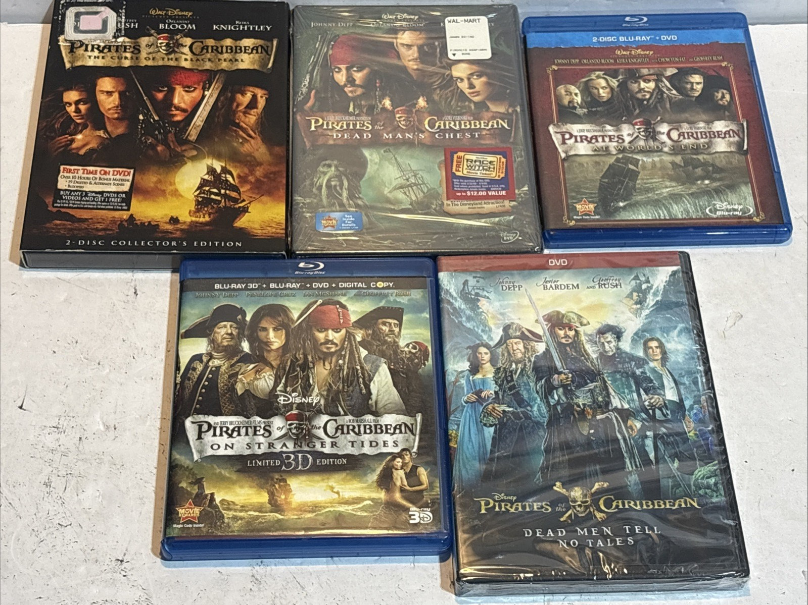 Pirates of the Caribbean Complete 5 Movie Collection DVD Blu-Ray 1 2 3 4 5 Depp