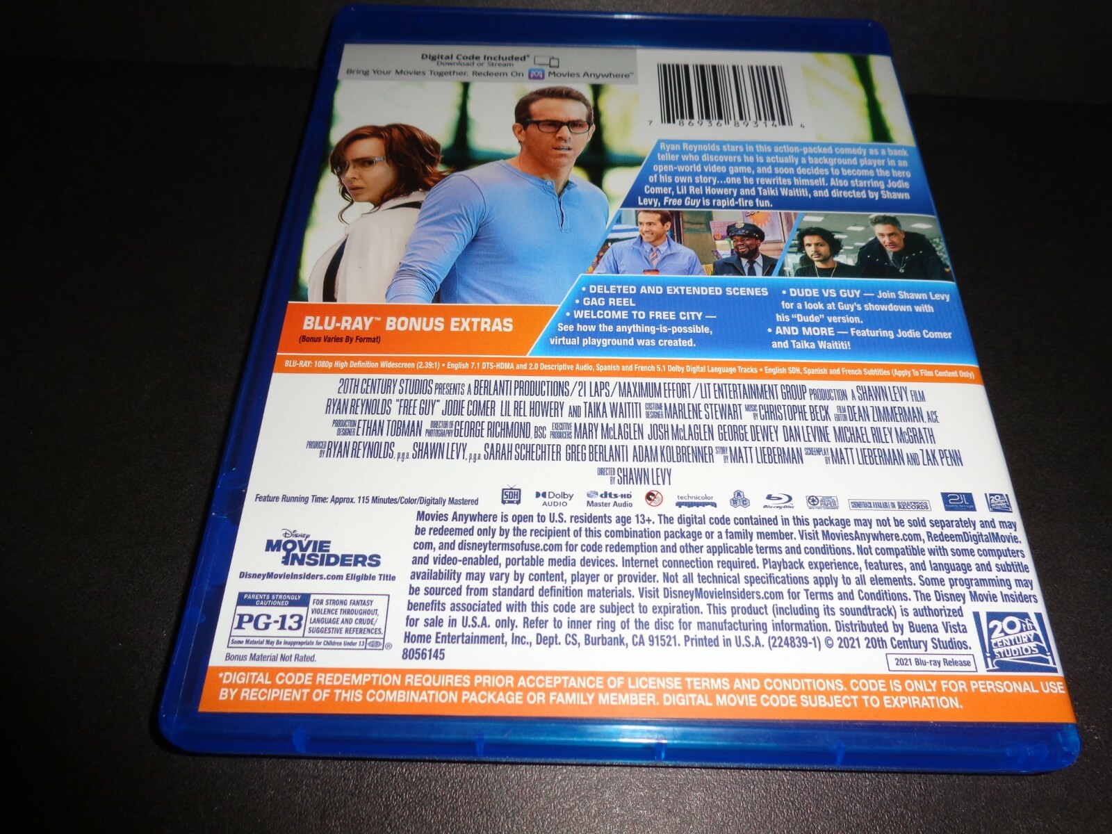 FREE GUY-Ryan Reynolds becomes hero of own video game-REGION FREE BLU-RAY, DIG