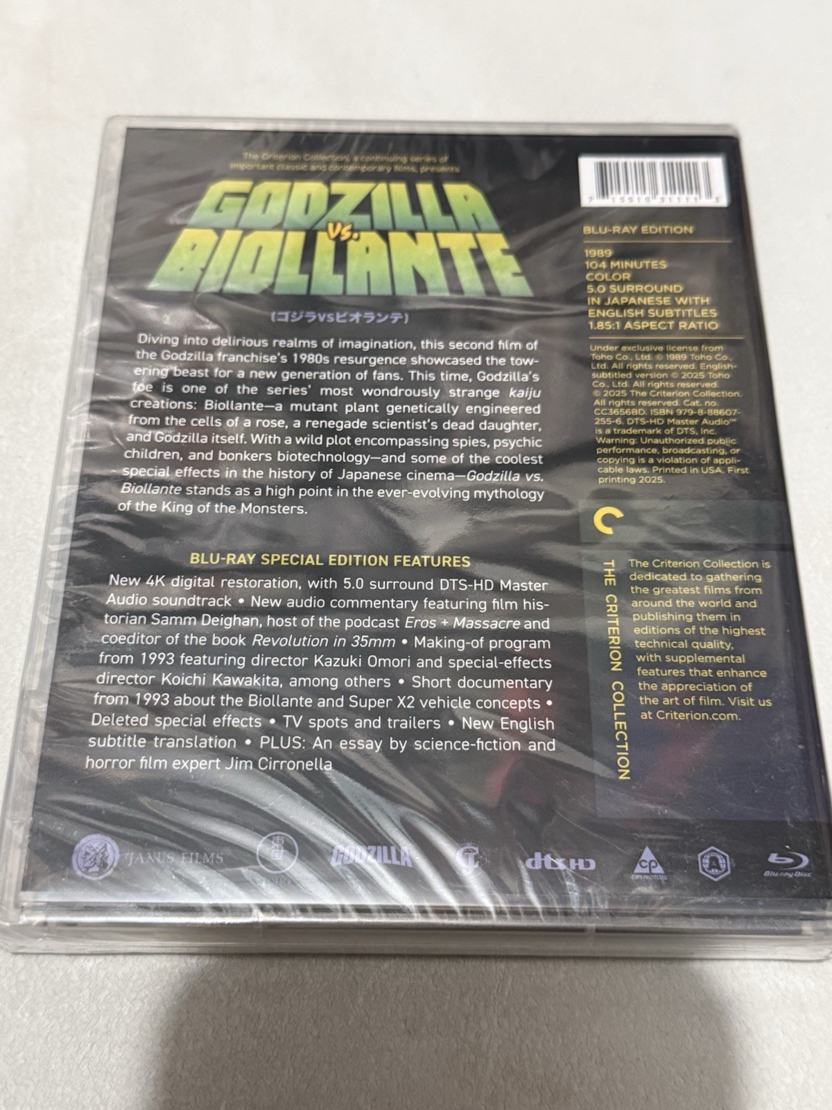 Godzilla vs. Biollante (Criterion Collection) [New Blu-ray] Ac-3/Dolby Digital