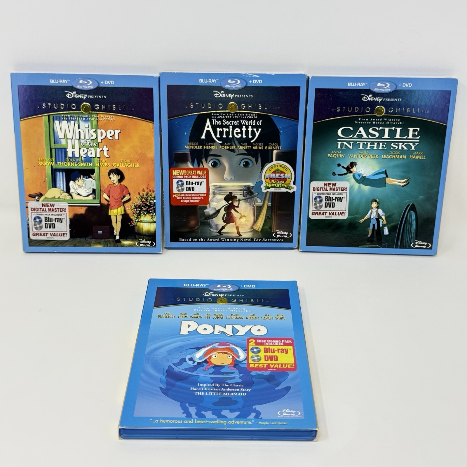 Studio Ghibli Blu Ray DVD Movie Lot of 4 Ponyo Arrietty Castle Whisper