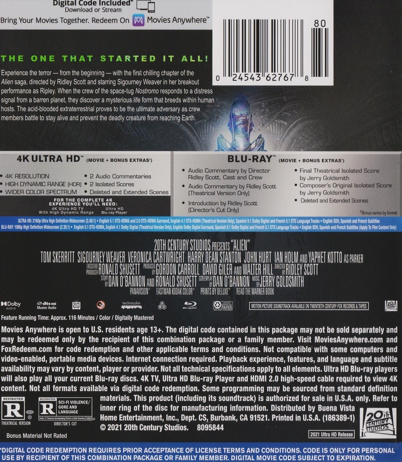 Alien (4K / Blu-ray + Digital) New