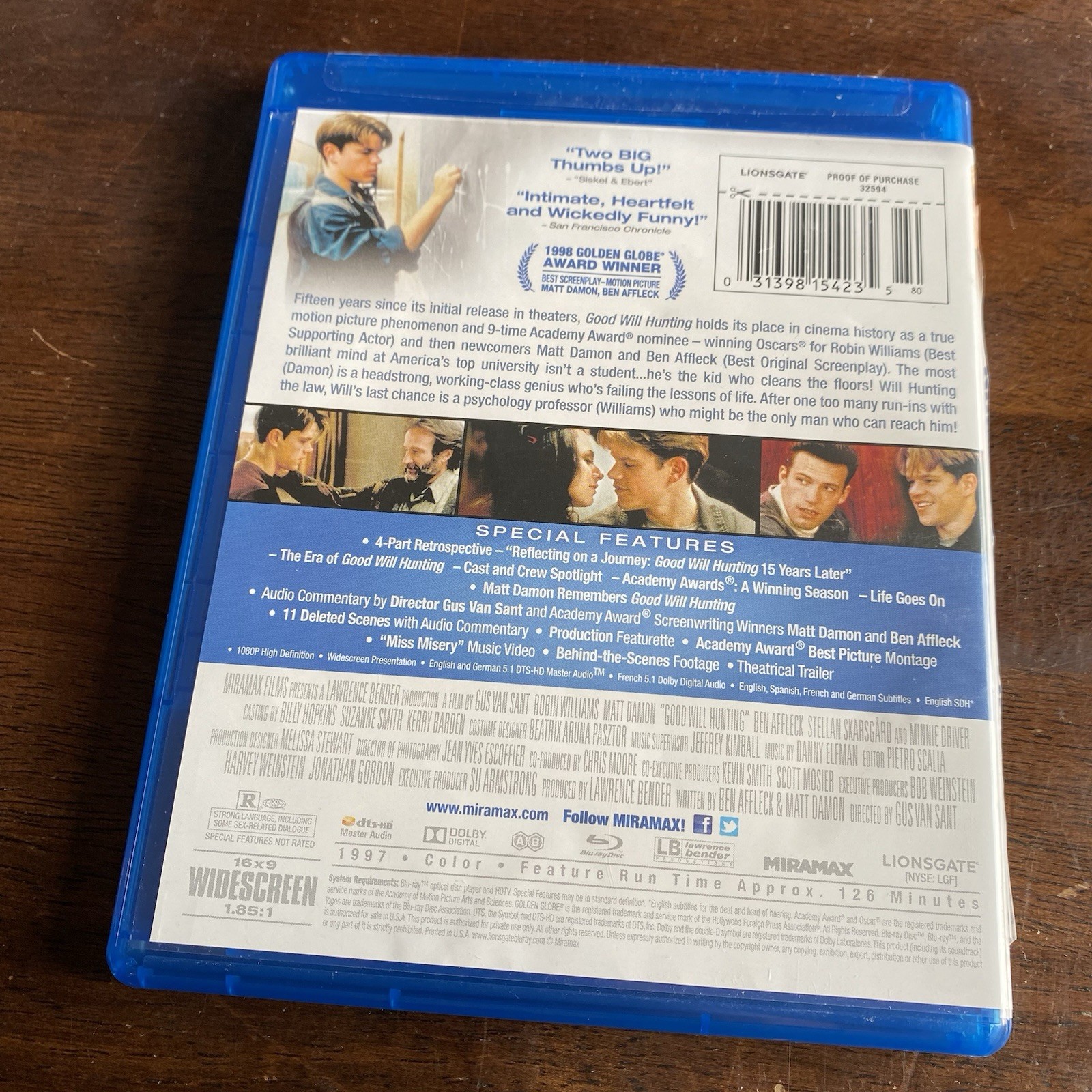 Good Will Hunting (Blu-ray disc, 2012, 15th Anniversary Edition) New