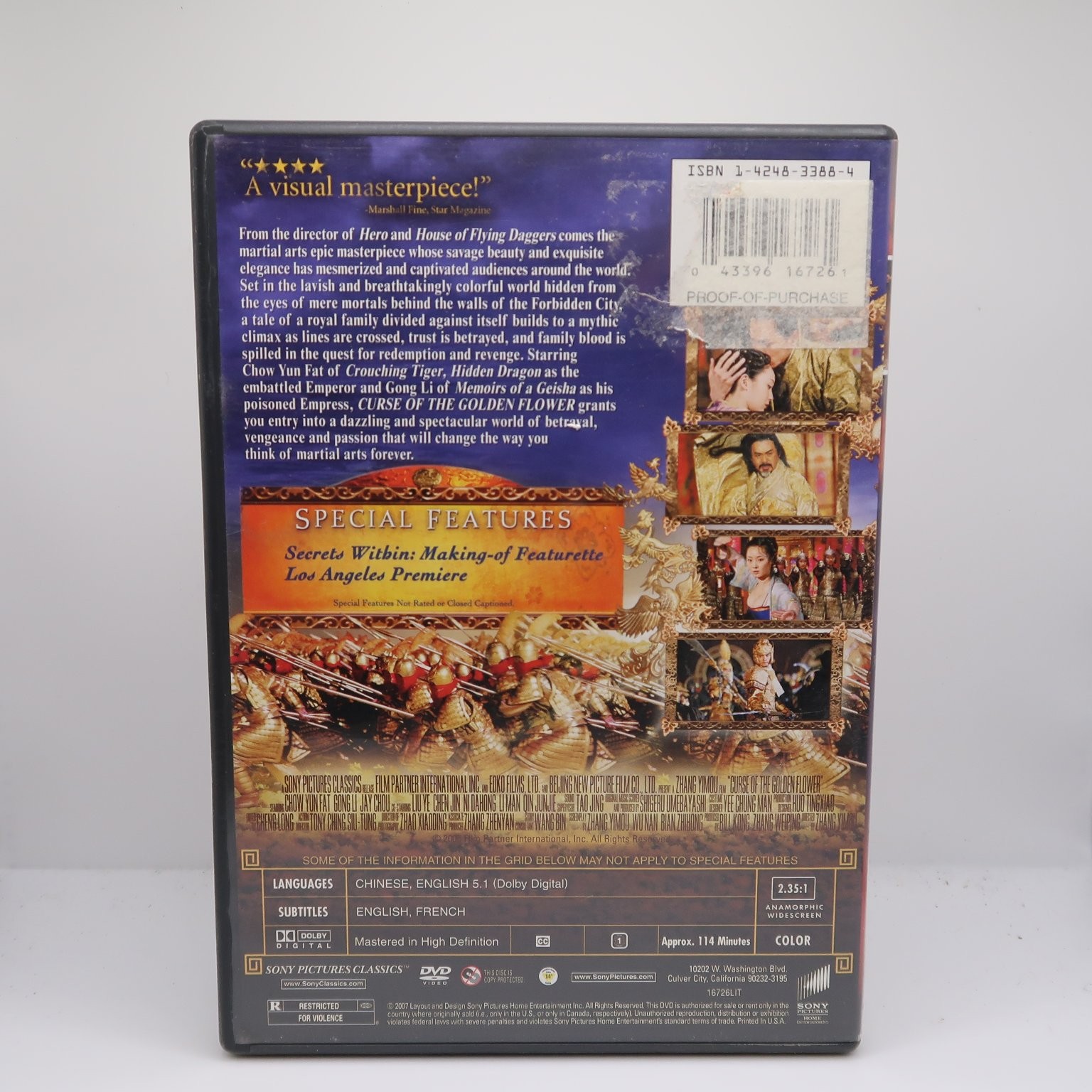 Curse of the Golden Flower DVD (2007) Chow Yun Fat, Gong Li, Zhang Yimou