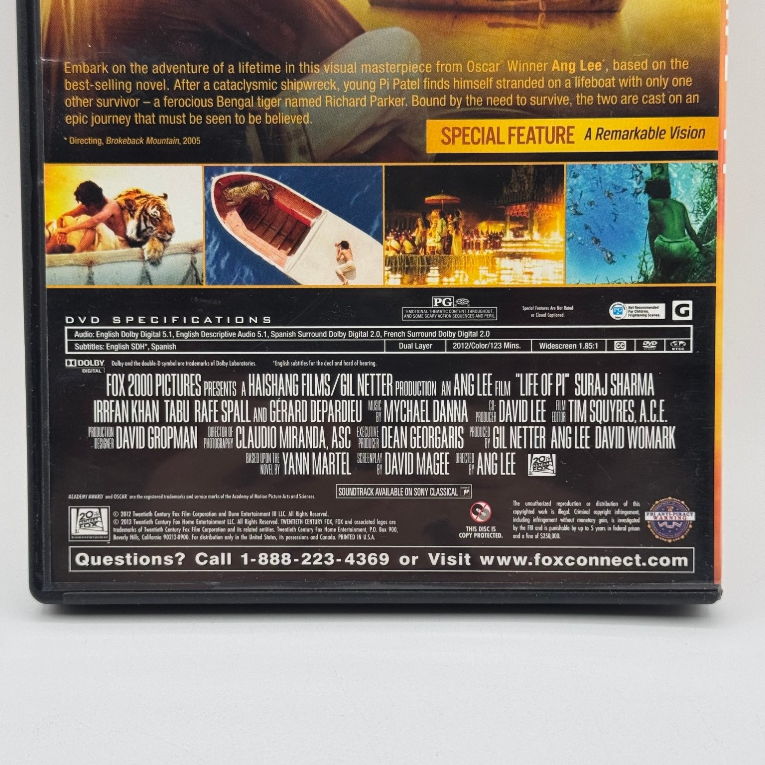 Life of Pi DVD 2012 Widescreen Ang Lee Suraj Sharma Adventure Film