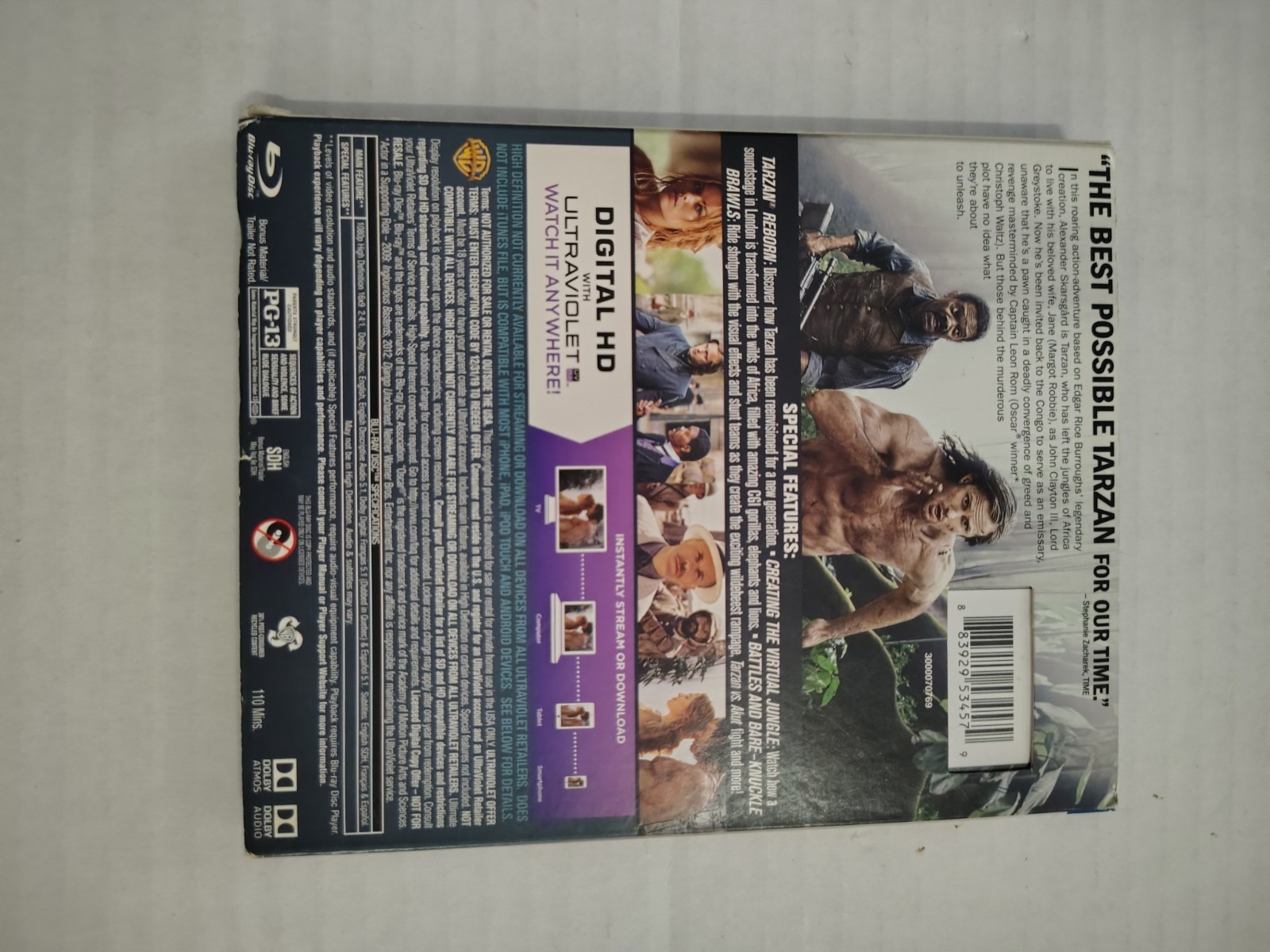 The Legend of Tarzan (Blu-ray/DVD, 2016) PG-13 110 min + Digital Copy UV