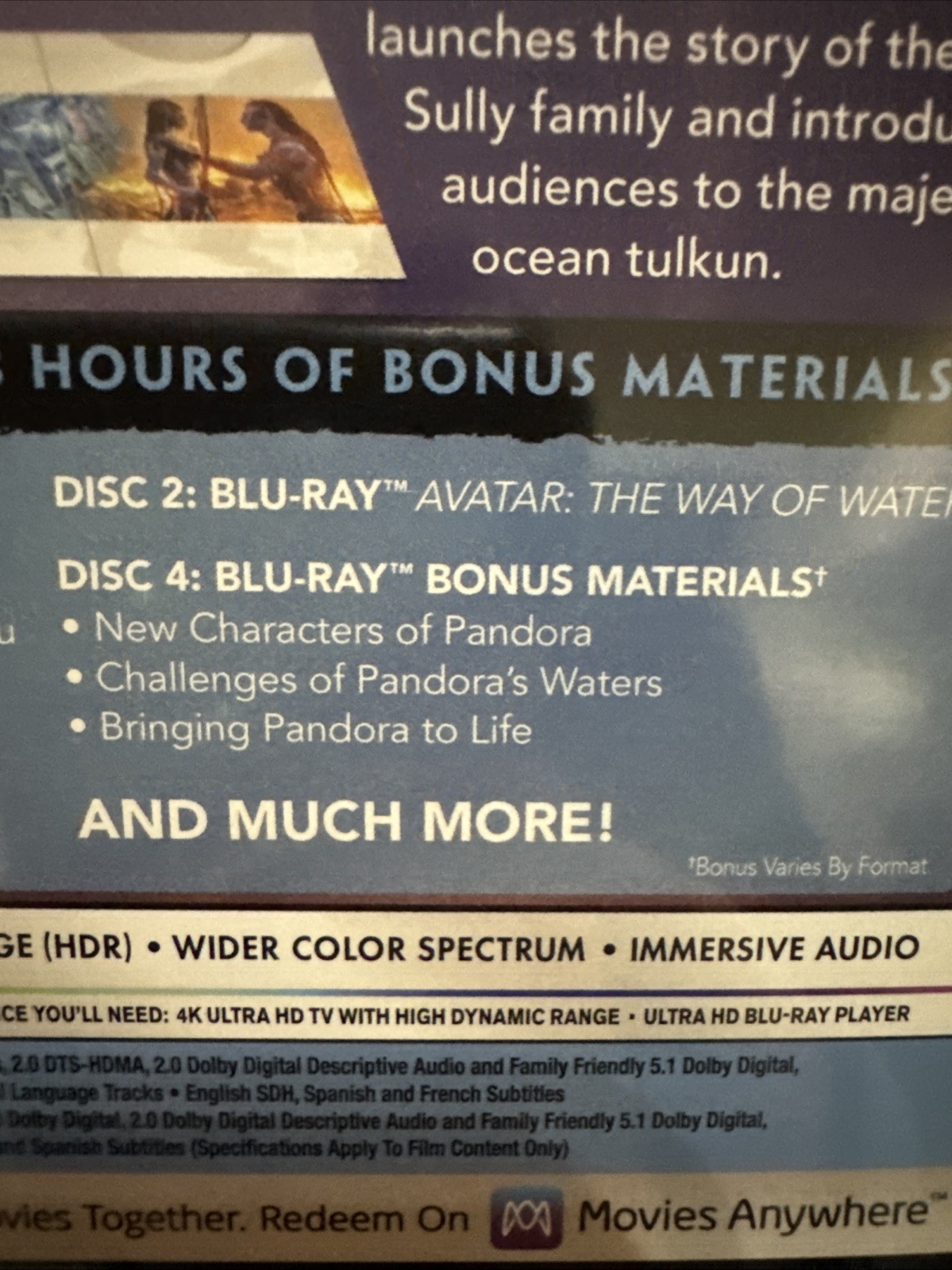 Avatar: the Way of Water 4k Ultra HD + Blu-Ray + Digital 4 Disc Collector’s Ed.