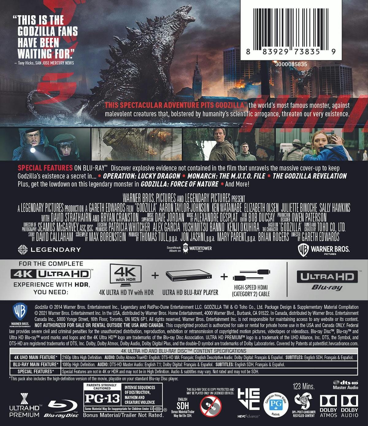 Godzilla 4K UHD Blu-ray Bryan Cranston NEW