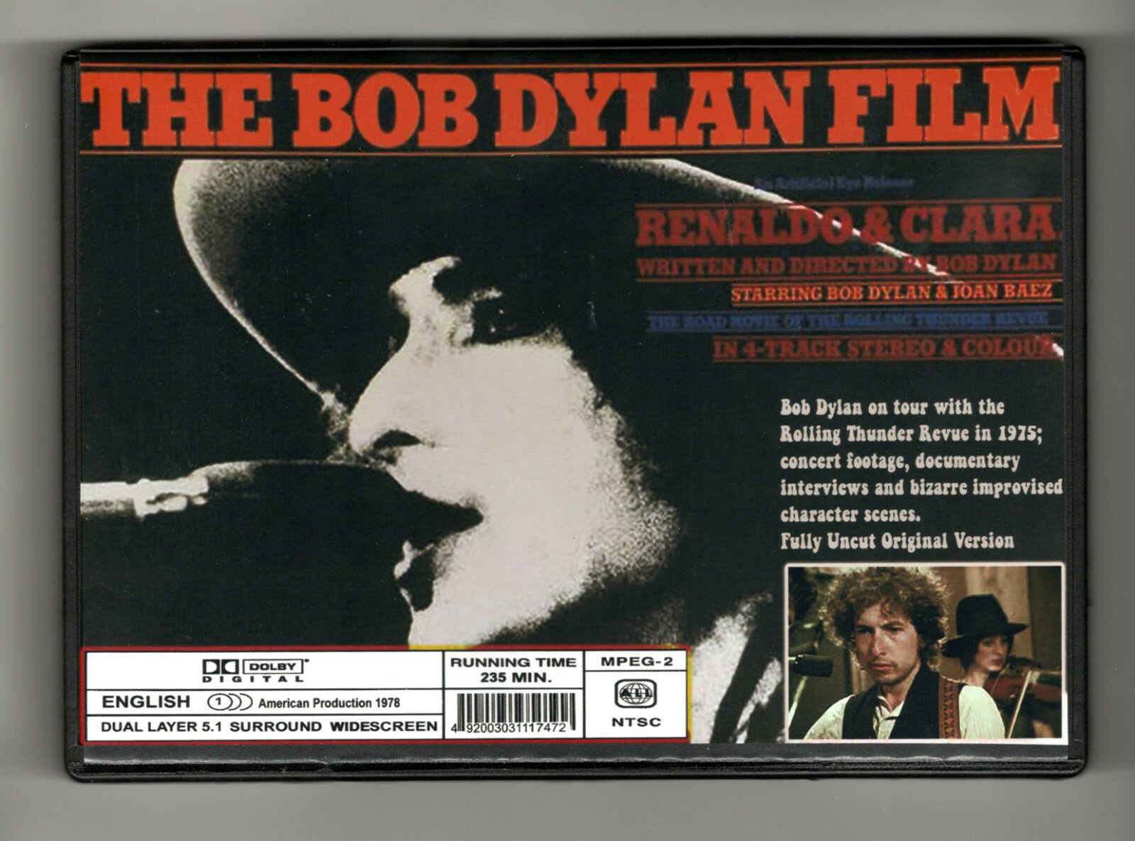 RENALDO & CLARA (1977) director/ star Bob Dylan w/ Joan Baez 2-disc package 4hrs