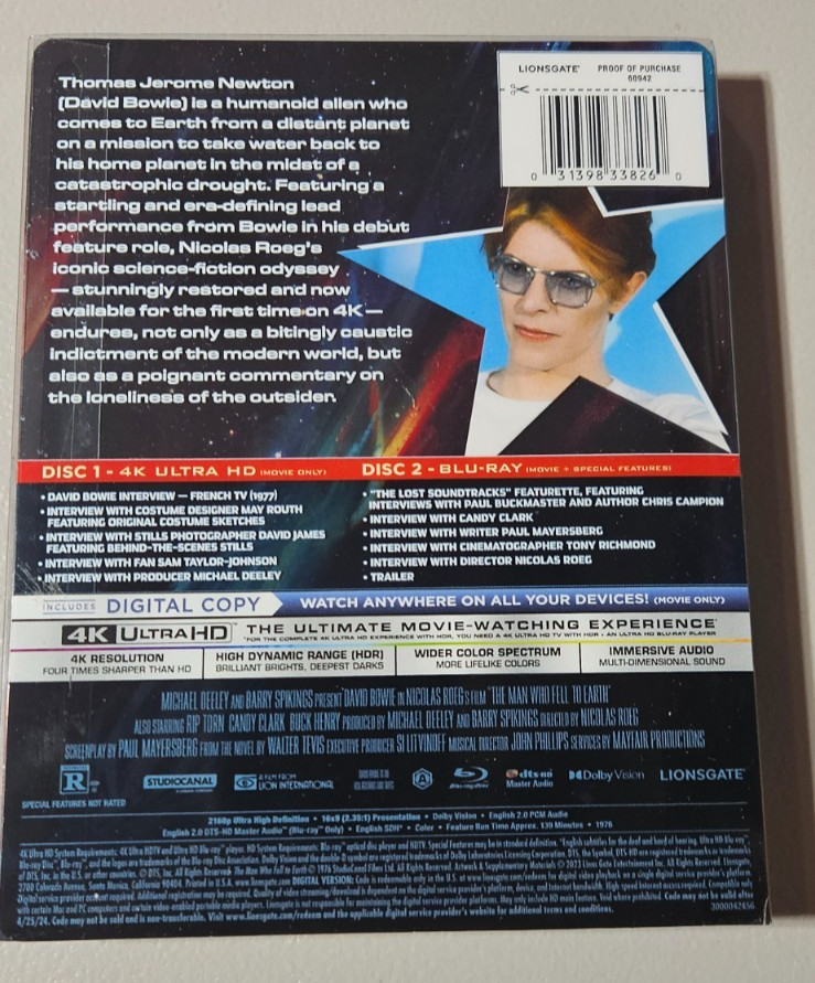 OOP The Man Who Fell to Earth (4K Steelbook) Best Buy Exclusive, no digital