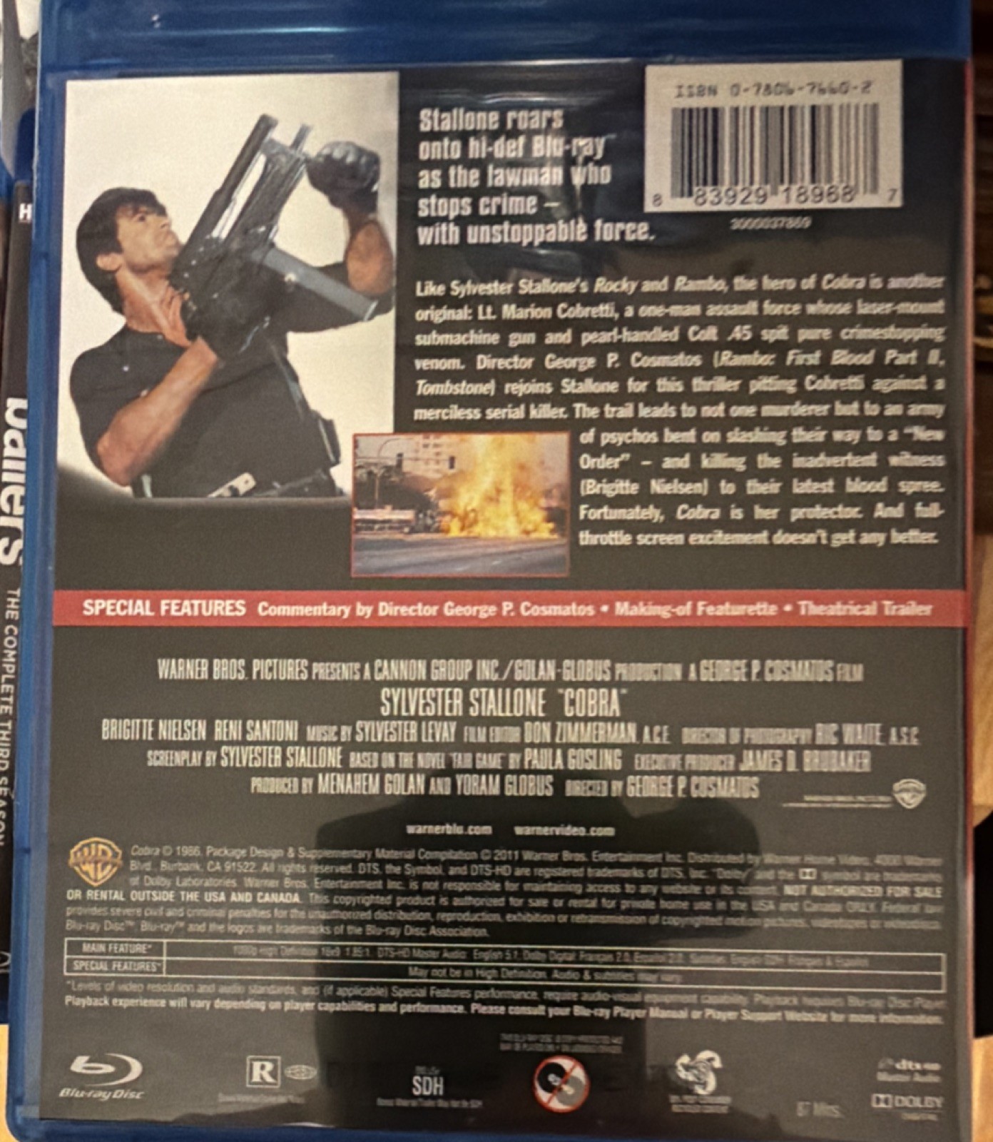 Warner Bros Cobra Blu-ray Sylvester Stallone George P. Cosmatos 1986 R