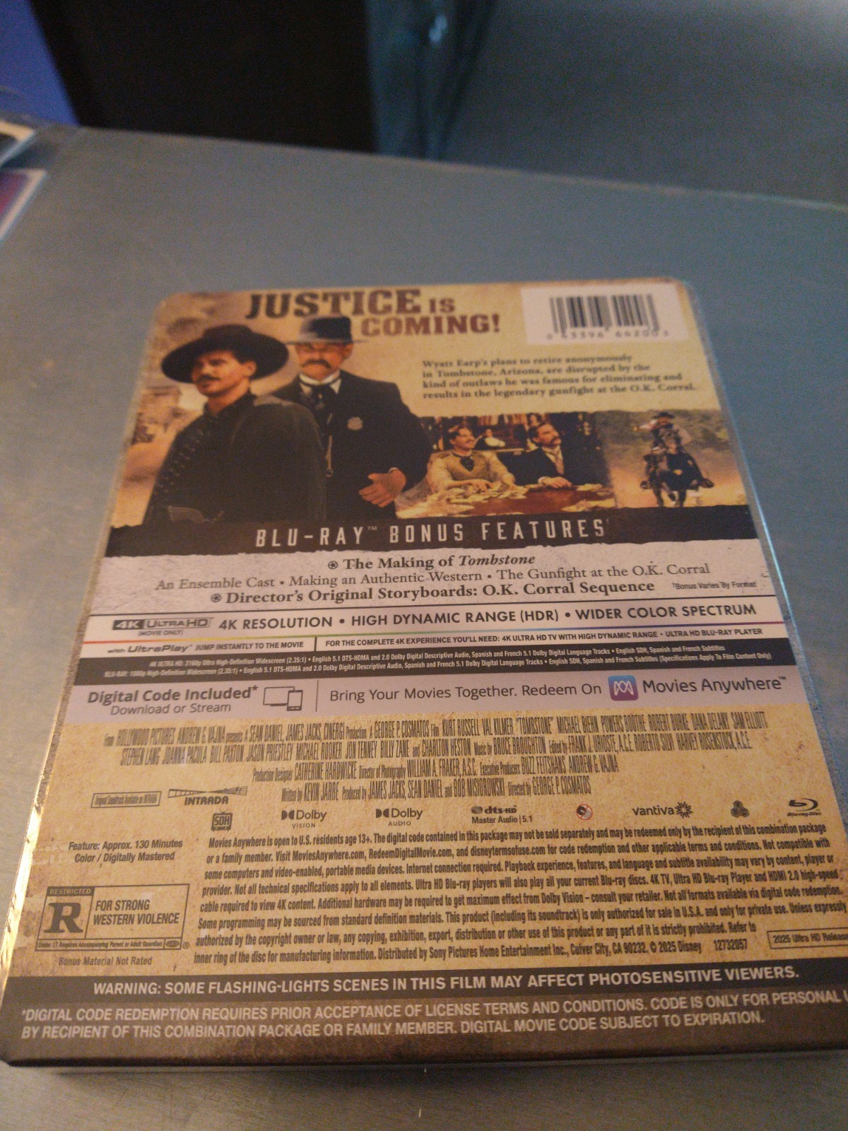 Tombstone 4K UHD + Blu-Ray + Digital Limited Edition U.S. Steelbook MINTY SEALED