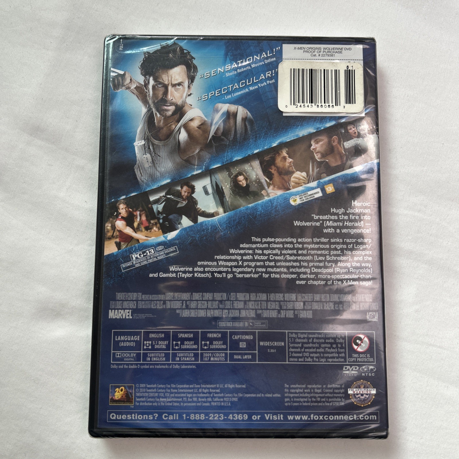 X-Men Origins Wolverine DVD NEW 2010 Liev Schreiber Ryan Reynolds Hugh Jackman