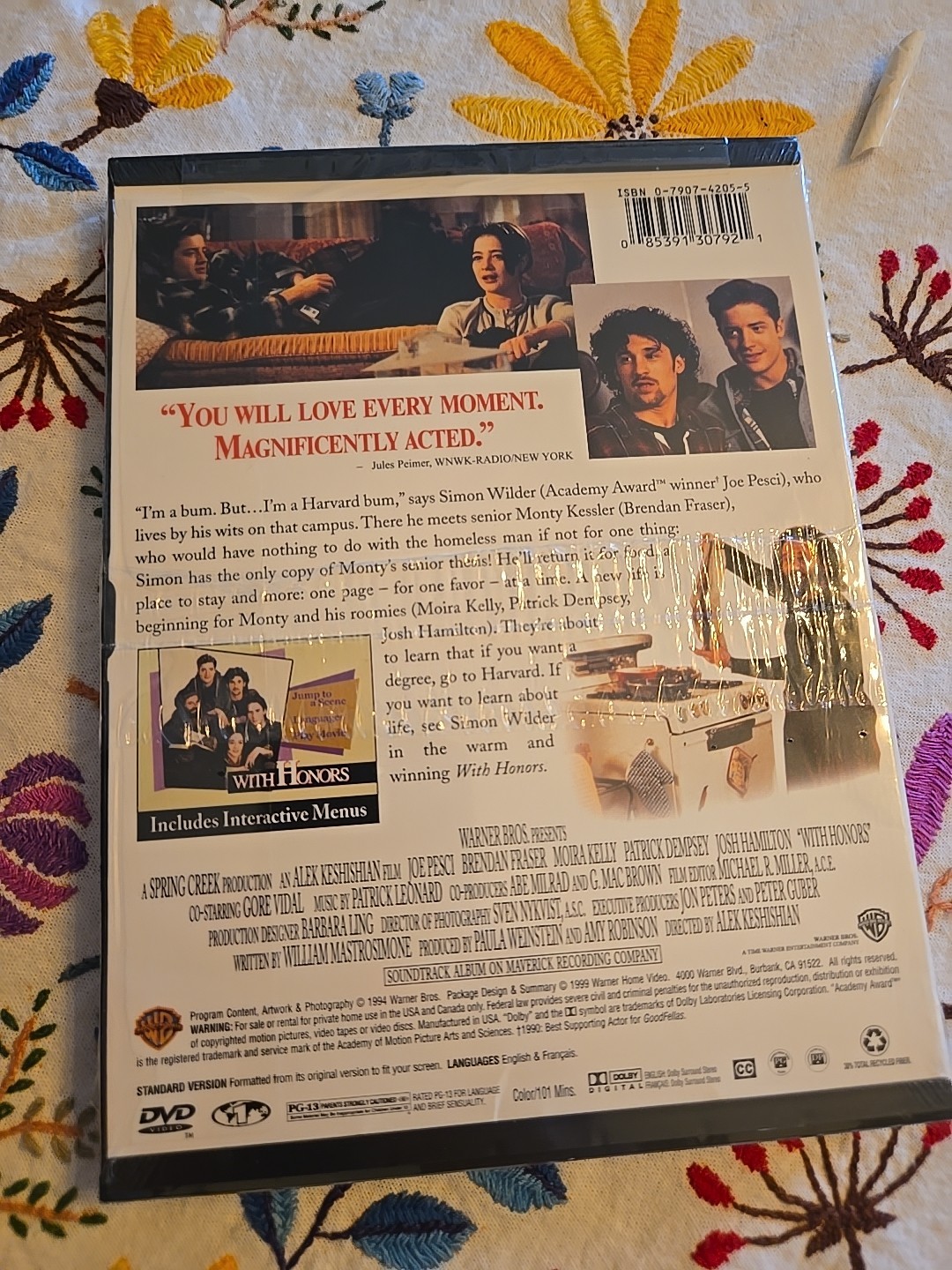 With Honors (DVD) SEALED Patrick Dempsey Joe Resci Brendan Fraser Moira Kelly