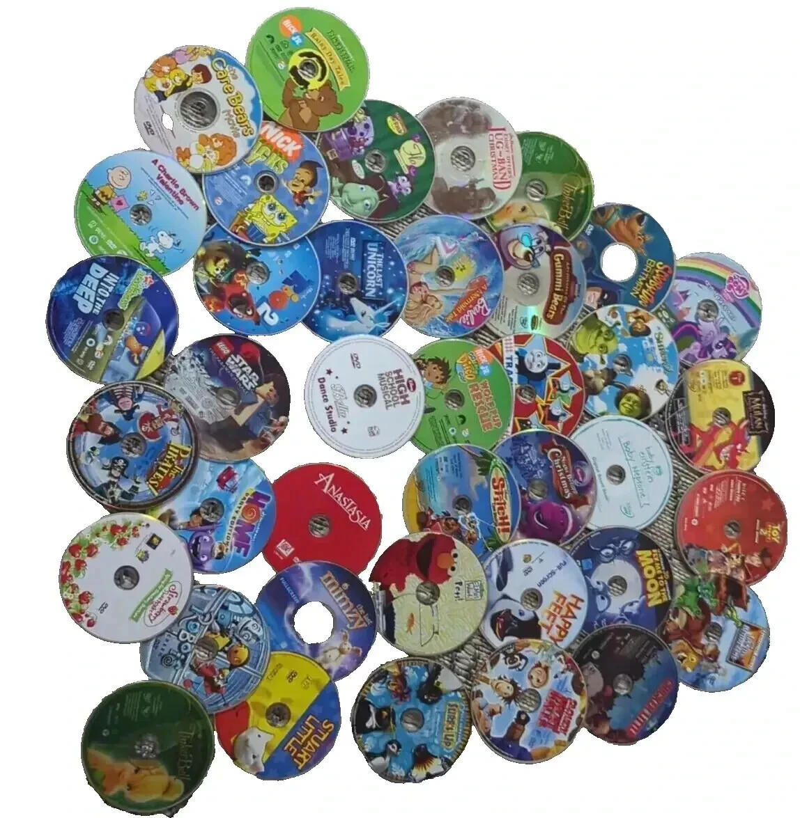 DVD Lot of 200 Random discs Kids Children Disney Family Movie Cartoon Discs Only