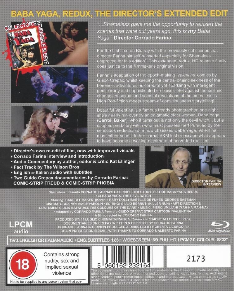 Baba Yaga (1973) Extended Cut Numbered Edition Blu-Ray NEW (USA Compatible)