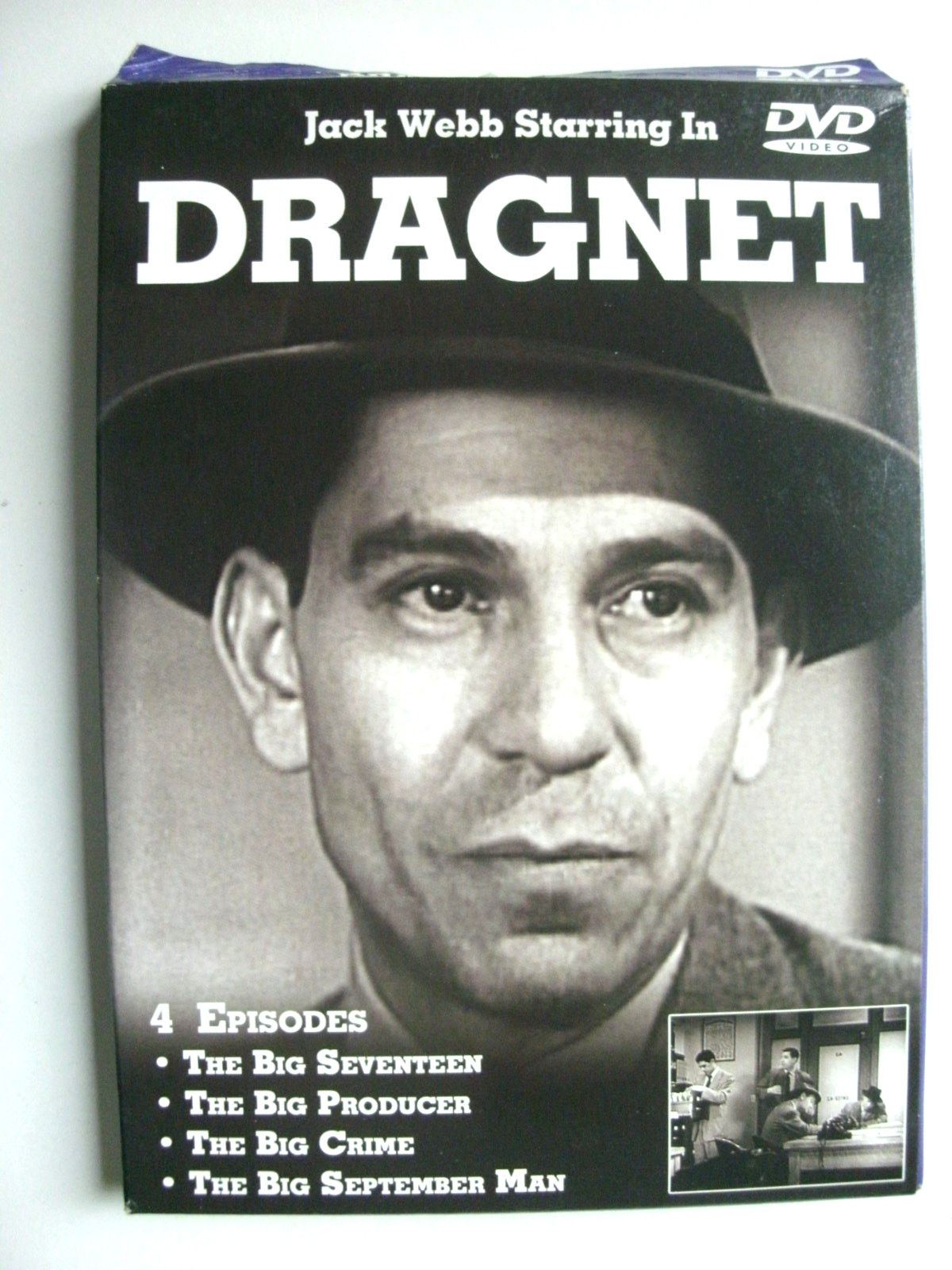 DRAGNET-TV SHOW FROM THE ’50S-OVER 100 MINUTES-4 EPISODES-STARRING JACK WEBB-DVD