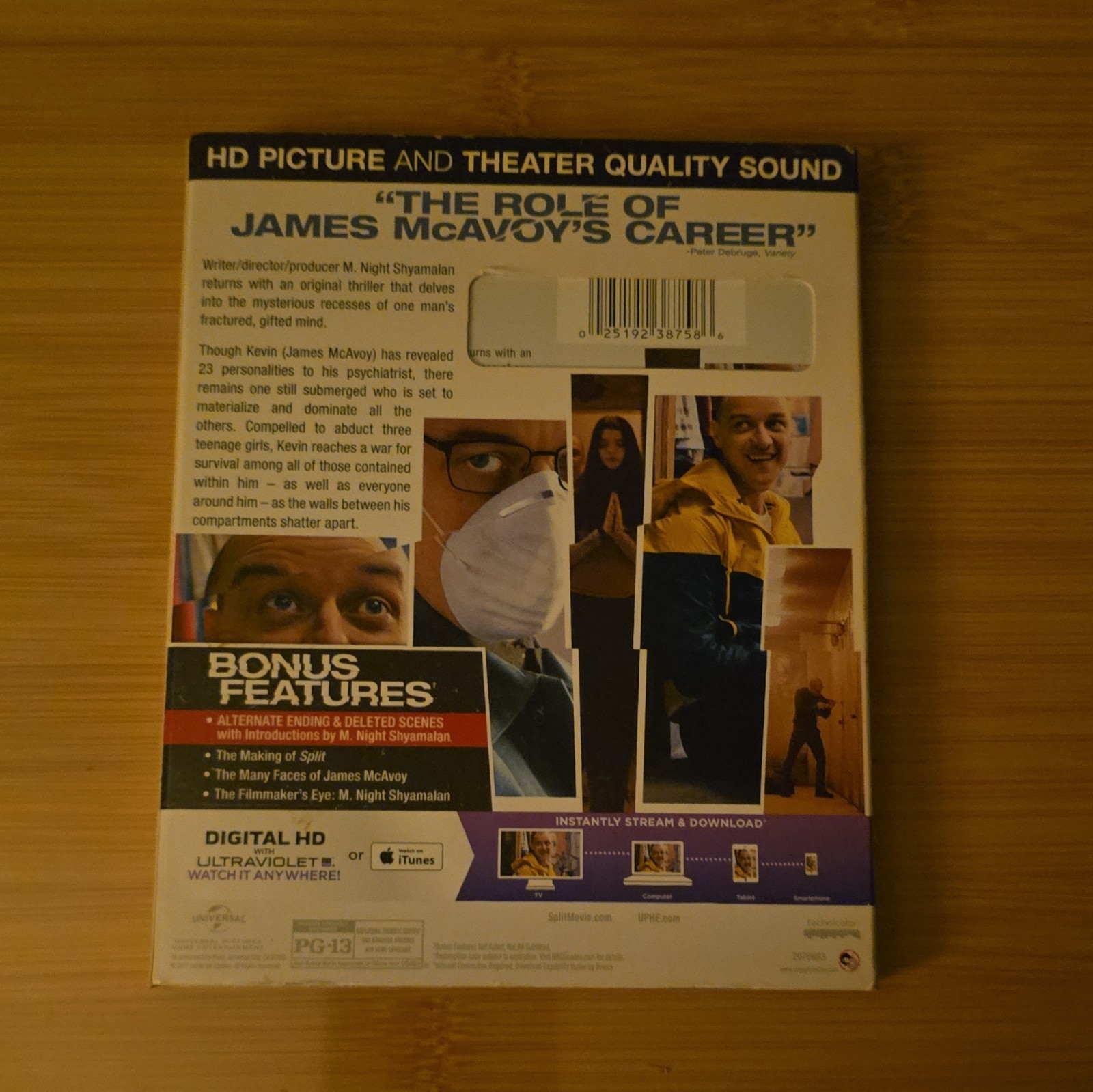 Universal Split Blu-ray + DVD + Digital HD PG-13 Thriller McAvoy Deleted Scenes