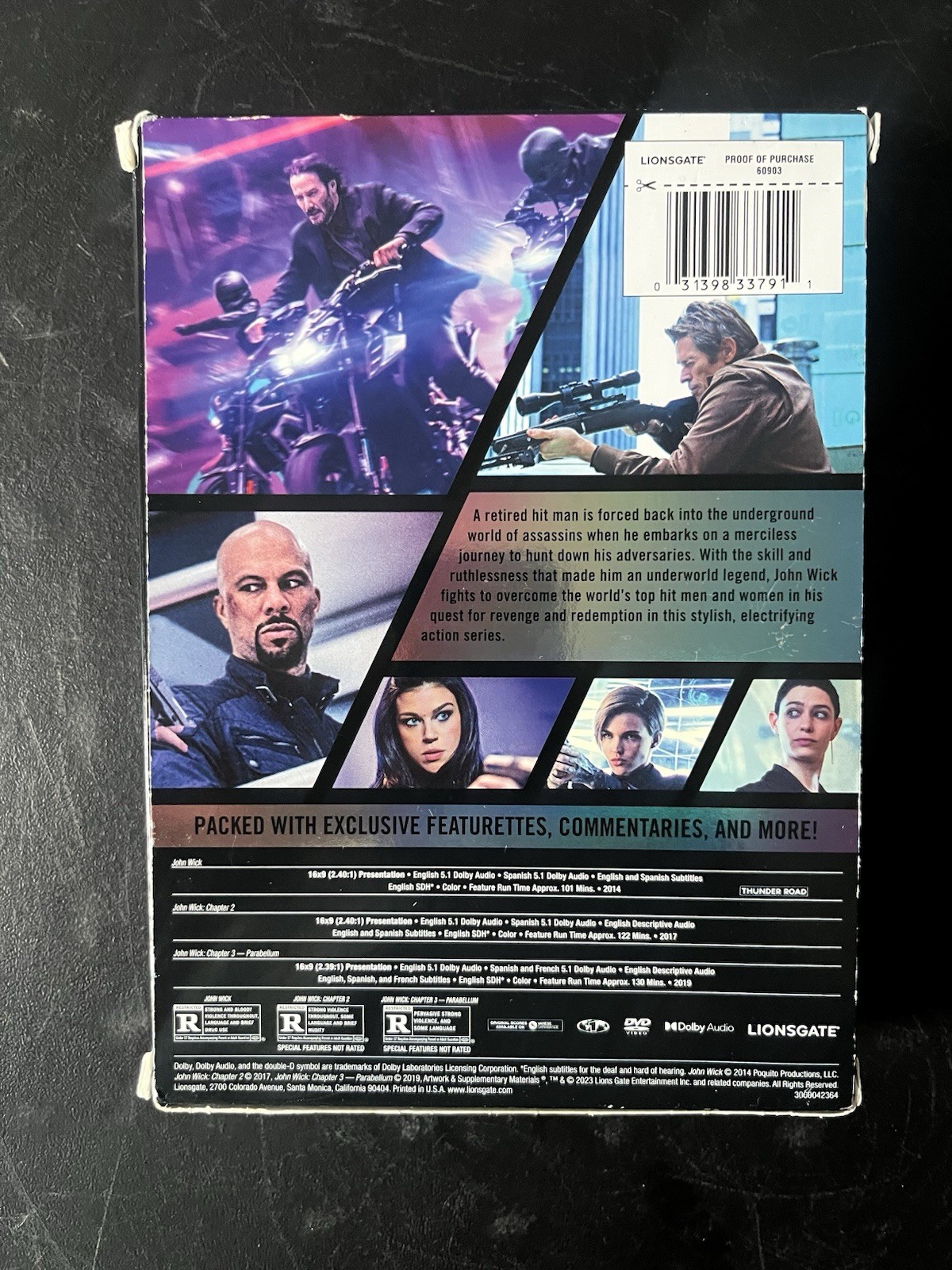 John Wick Preowned Chapters 1-3 Blu-ray DVD Limited Edition with Sealed Cards