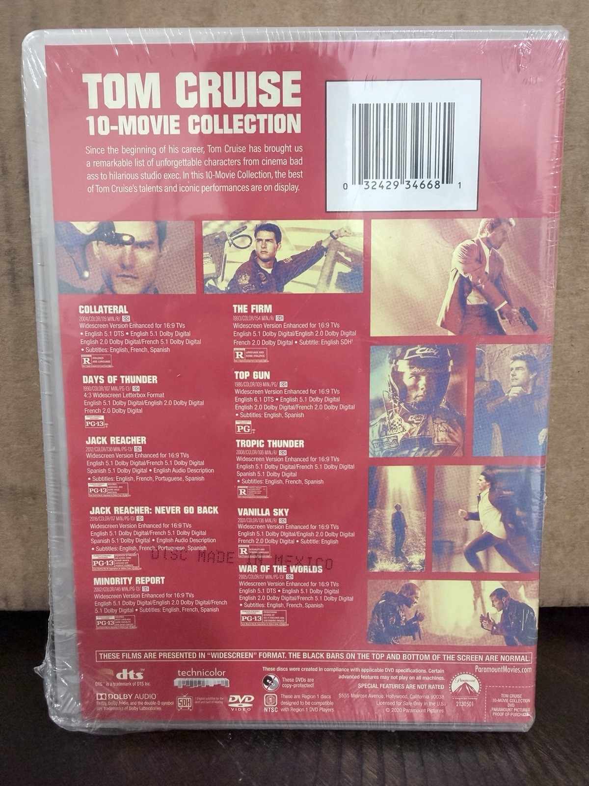Tom Cruise 10-Movie Collection DVD box set.Brand new factory sealed