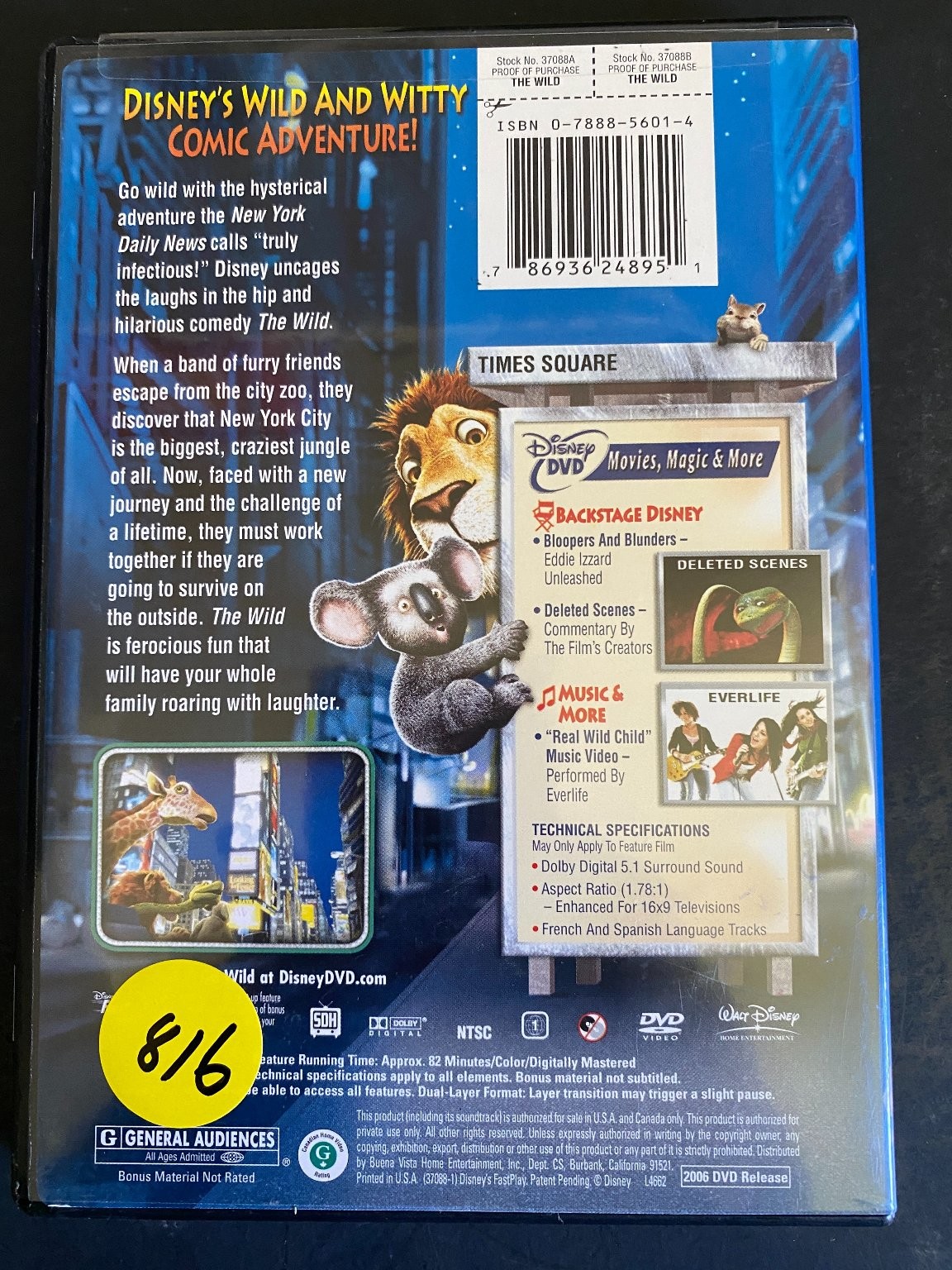 The Wild DVD 2006 Disney Animated Adventure Eddie Izzard 16:9 Region 1