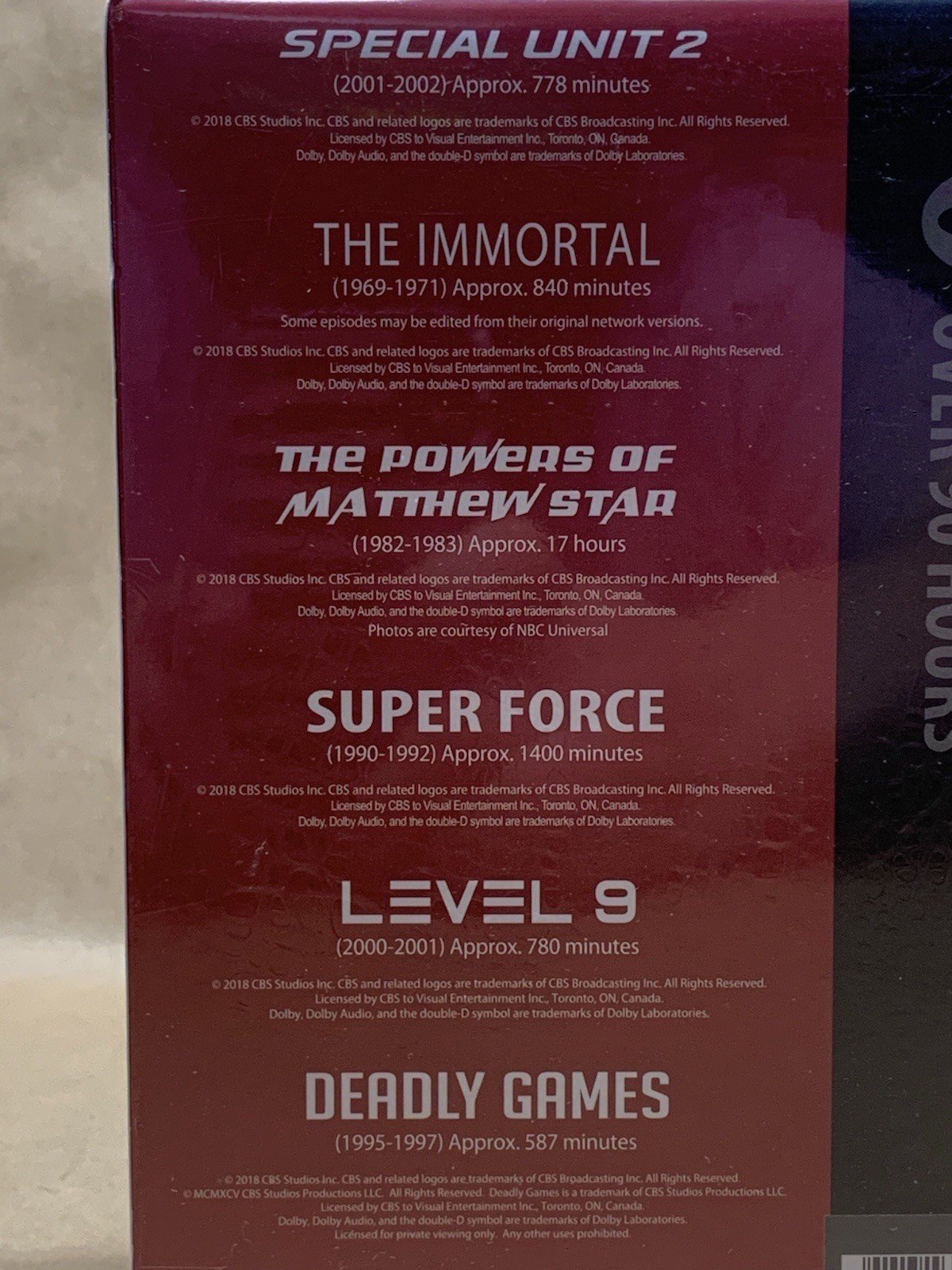 NOS SCI-FI TV SERIES COLLECTION SPECIAL UNIT 2 SUPER FORCE LEVEL 9 DEADLY GAMES