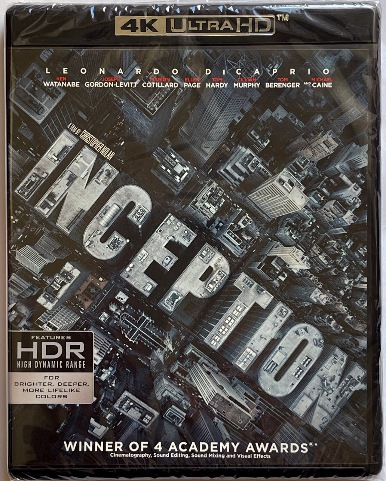 Inception 4K Ultra HD + Blu-Ray. New and Factory Sealed. No Slipcover.