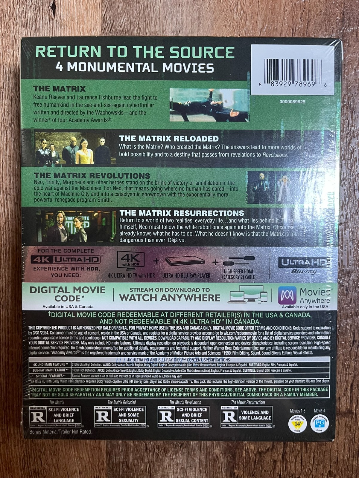 The Matrix 4-Film Deja Vu Collection (4K UHD + Blu-ray + Digital, Region Free)