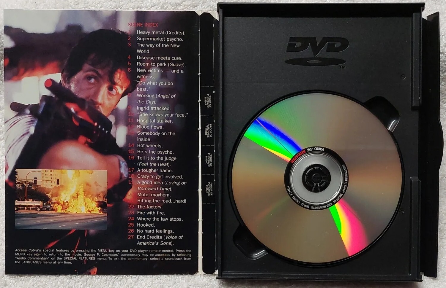 Cobra 1986 (1998 WarnerBros, DVD, R, George P. Cosmatos) Sylvester Stallone