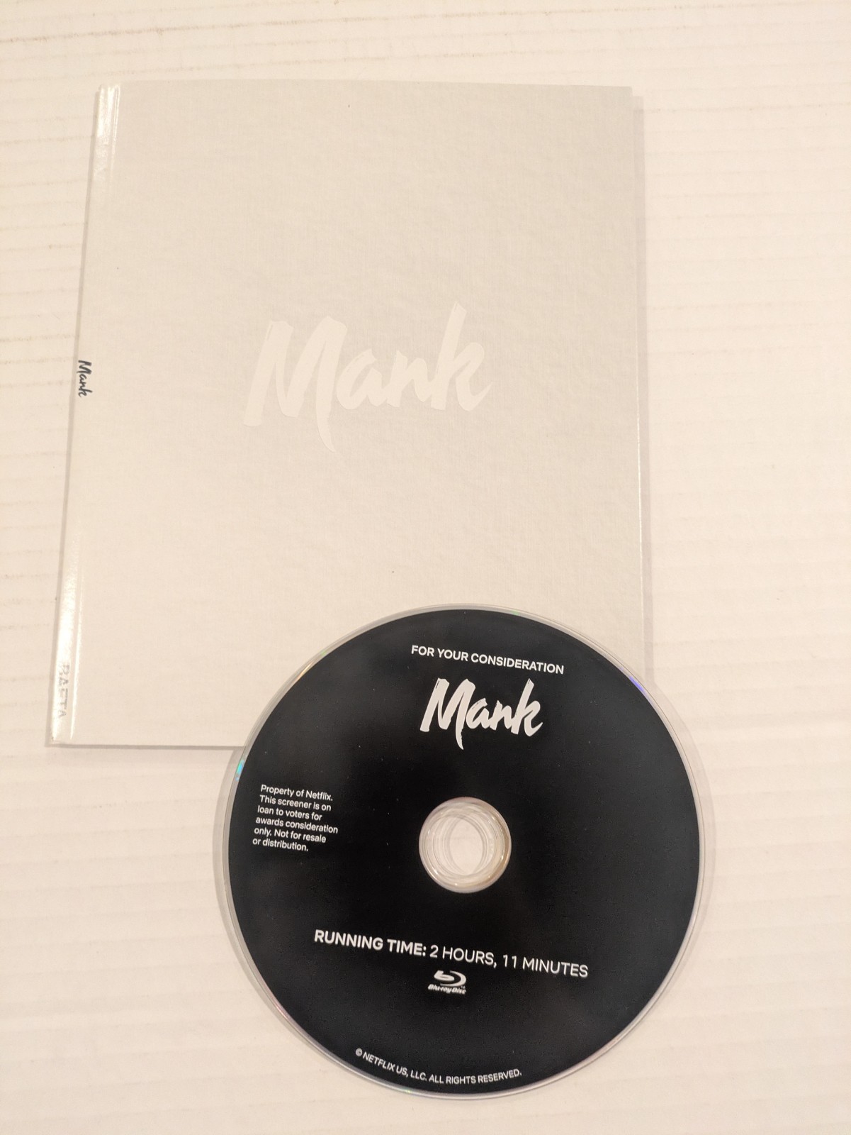 MANK 2020 Netflix FYC Screener BLU-RAY NOT DVD David Fincher extremely RARE