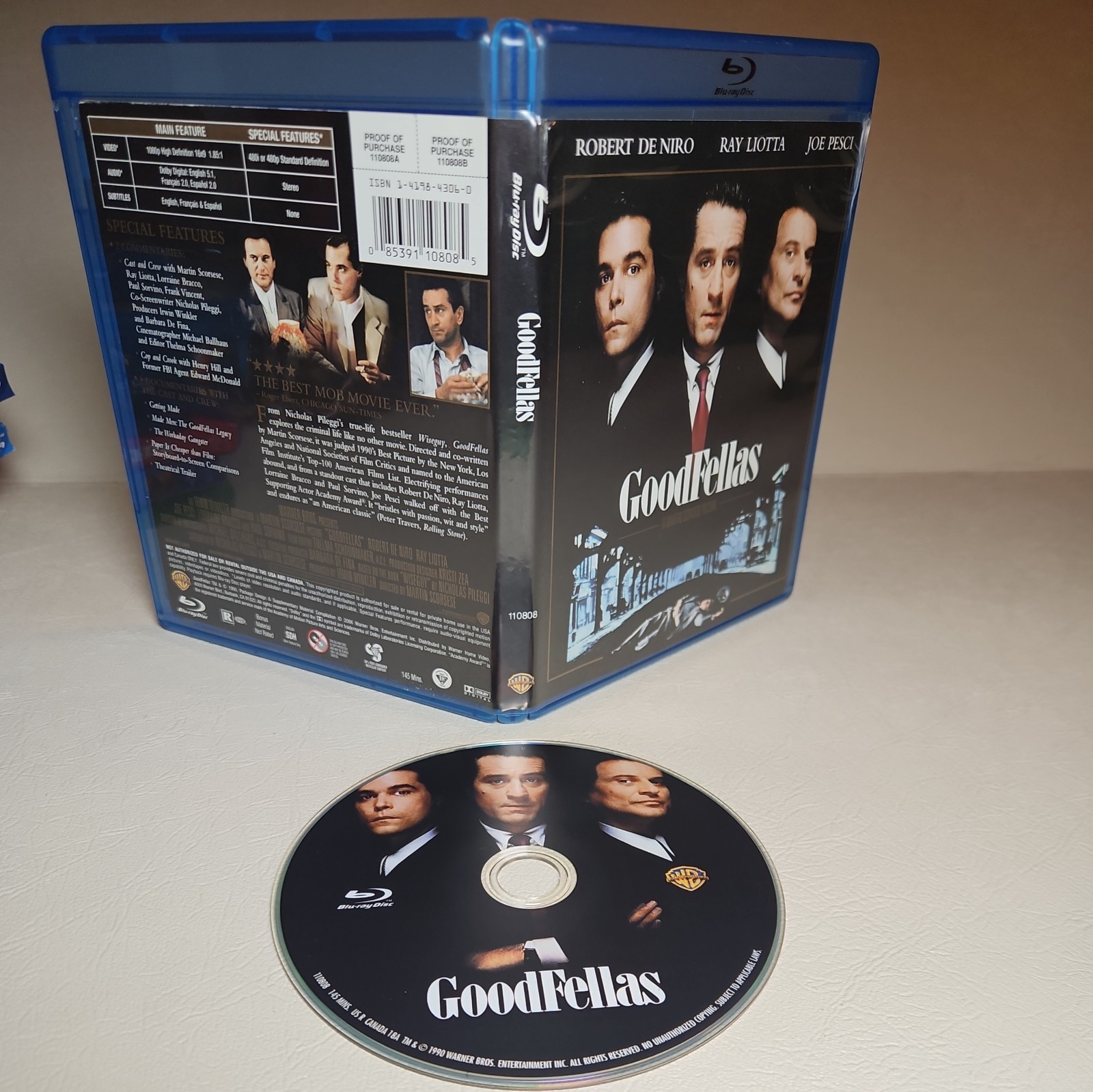 Goodfellas Blu-ray Robert De Niro Joe Pesci Ray Liotta Martin Scorsese – MINT