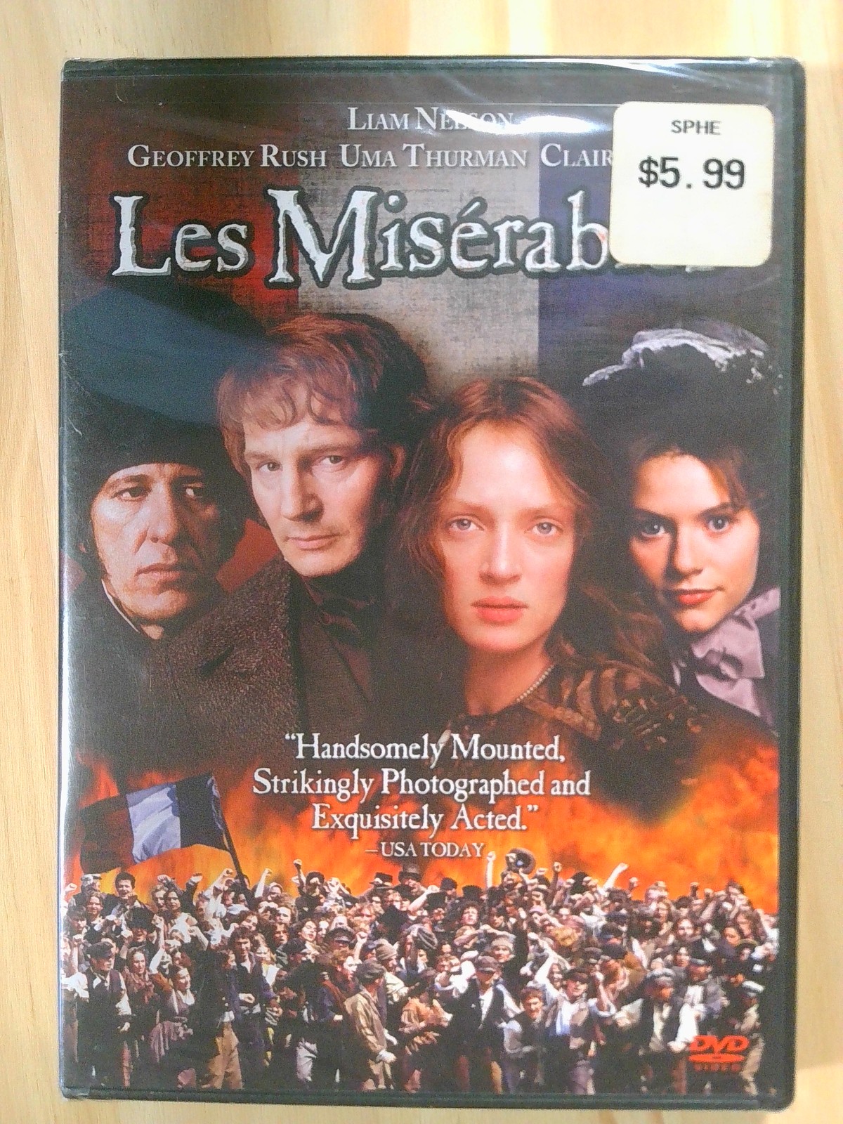 Les Misérables DVD Liam Neeson Uma Thurman Geoffrey Rush 2.35:1 Widescreen 1998