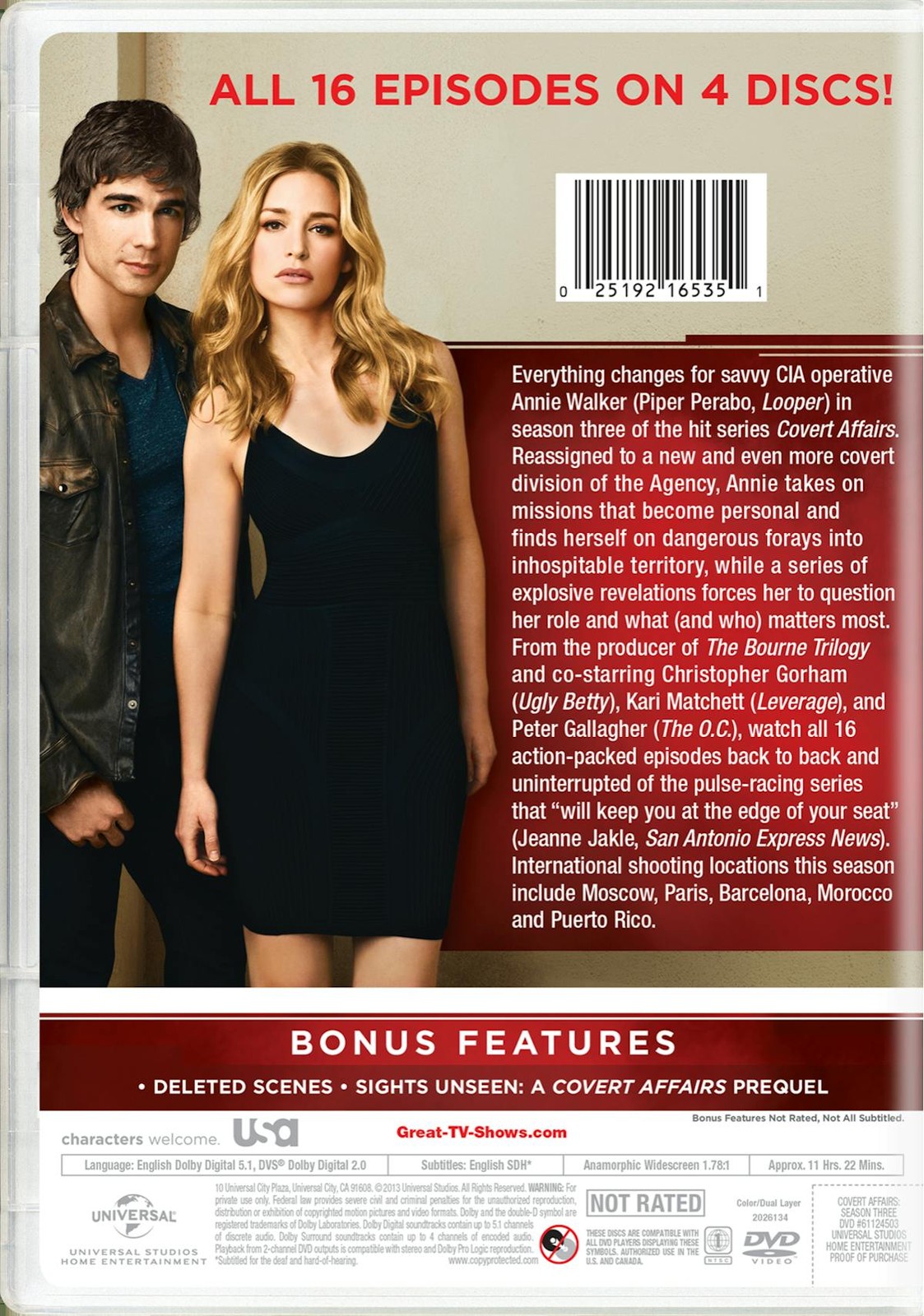 Covert Affairs Season 3 DVD Piper Perabo NEW