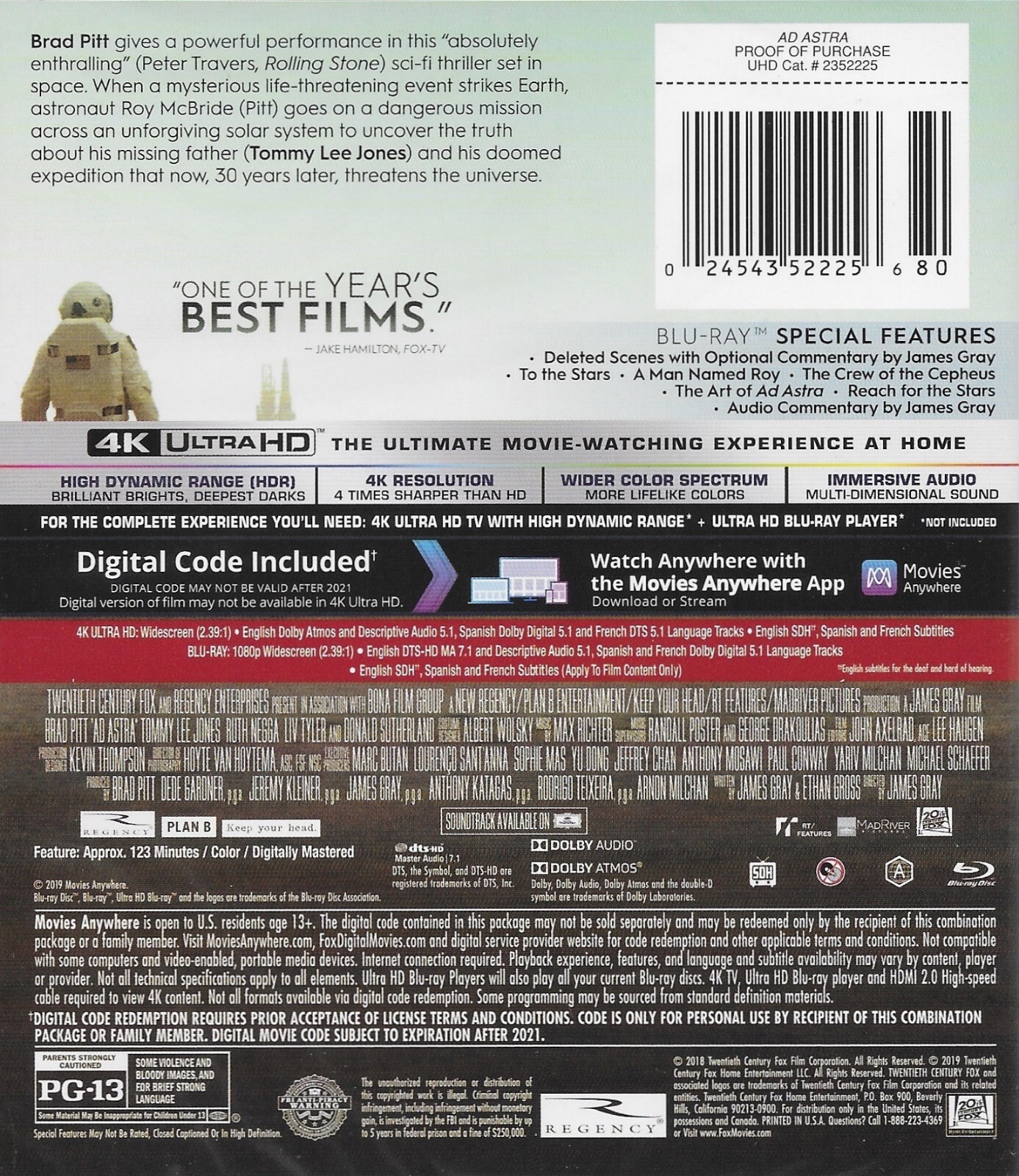 Ad Astra 4k Ultra HD 20th Century Fox Dec/2019