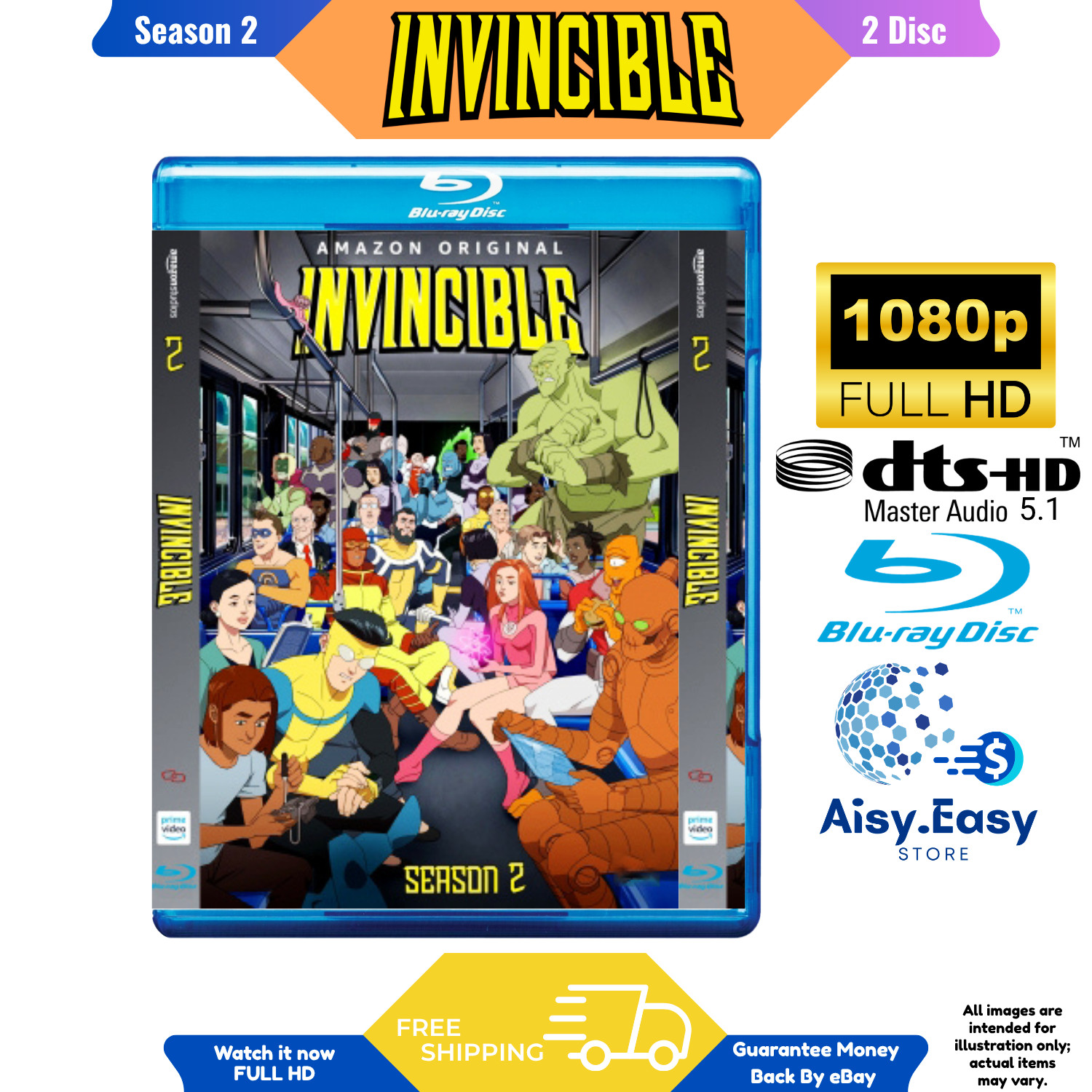Invincible Complete Season 1-3 (2025) Animation 6-Discs Region Free Blu Ray