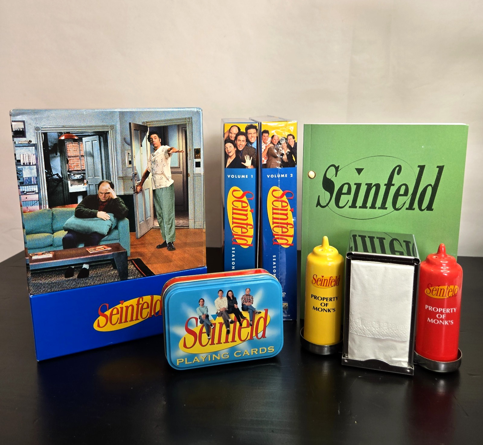 Seinfeld Seasons 1-3 Limited Collectors Gift Set DVDs Cards & Monks Diner Props