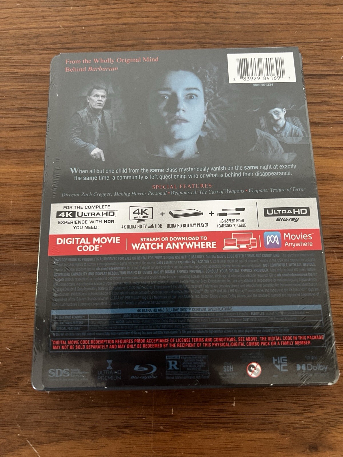 Weapons Steelbook 4K Ultra HD + Blu-ray + Digital 2025 Rare Limited Edition