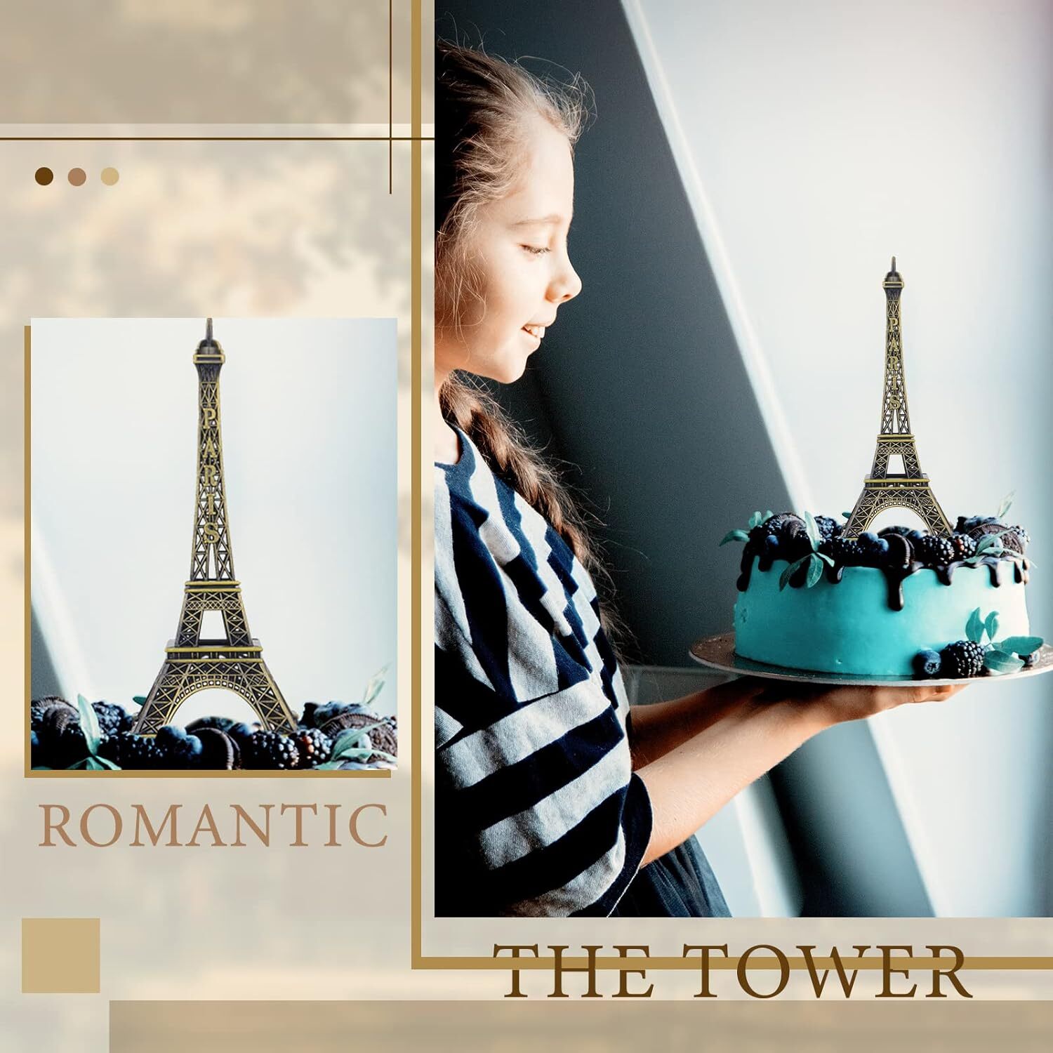 Shimeyao 3 Pcs Eiffel Tower Cake Topper Paris Centerpiece Mini…
